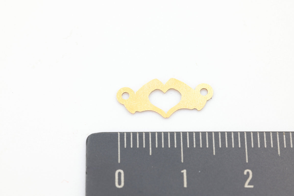 Heart Hands Connector Charm, 14/20 Gold-Filled, 15mm x 6mm, Wholesale, Love Heart, Jewelry Making Charm