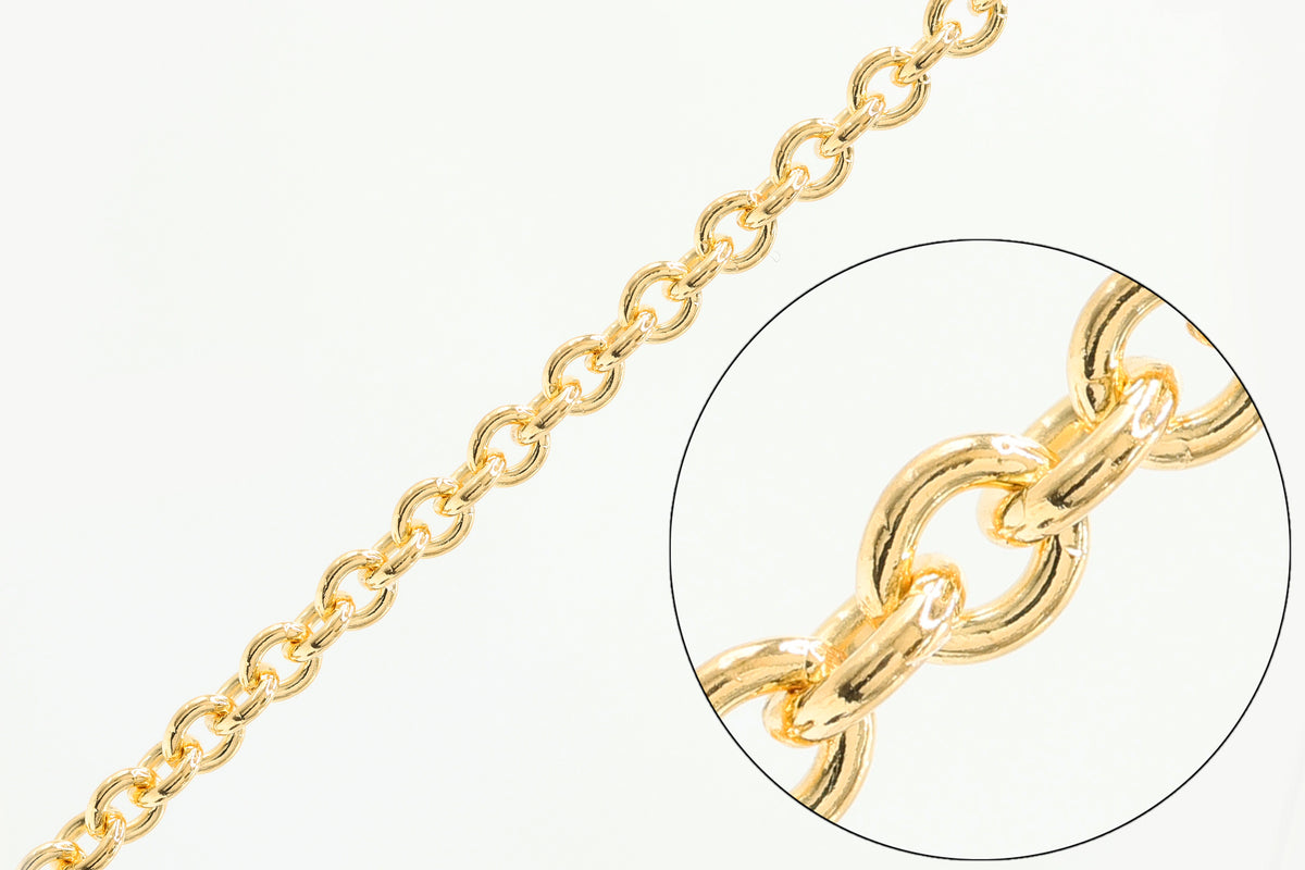 2.4mm Cable Chain, 14/20 Gold-Filled, Wholesale, Pay Per Foot, Jewelry Making Chain