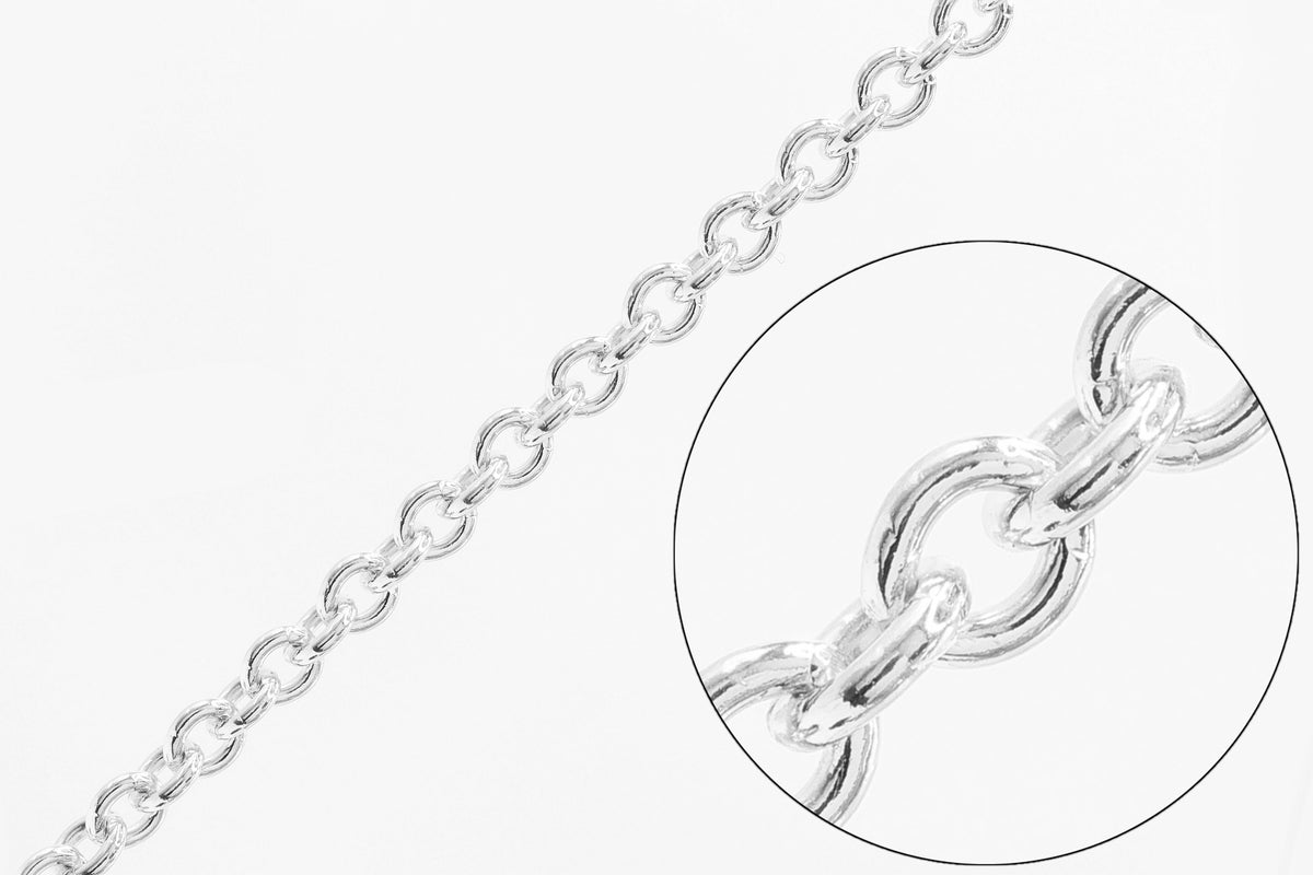 2.4mm Cable Chain, 925 Sterling Silver, Wholesale, Pay Per Foot, Jewelry Making Chain