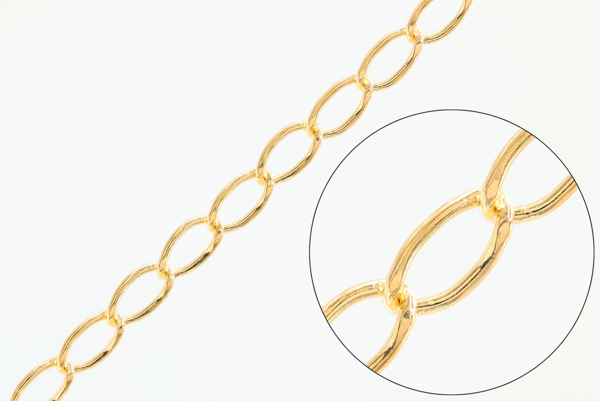 3.7mm Curb Flat Chain, 14/20 Gold-Filled, Wholesale, Pay Per Foot, Jewelry Making Chain