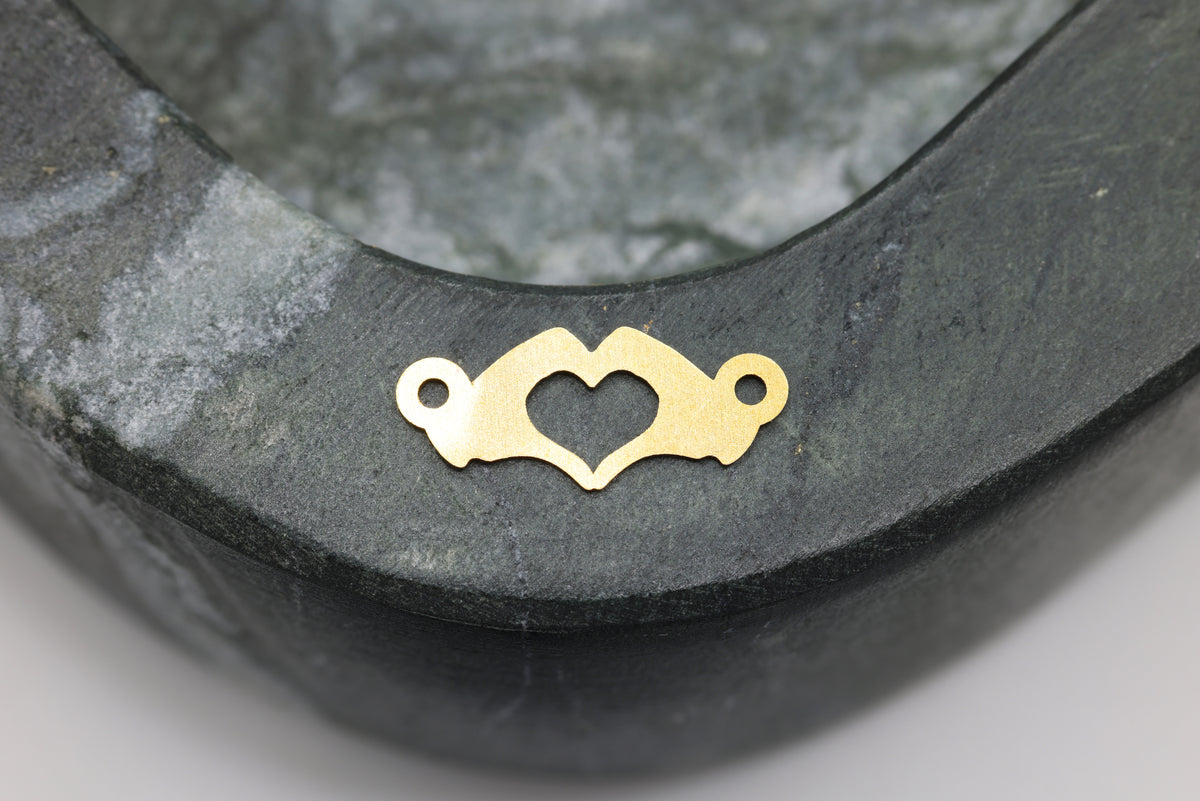 Heart Hands Connector Charm, 14/20 Gold-Filled, 15mm x 6mm, Wholesale, Love Heart, Jewelry Making Charm