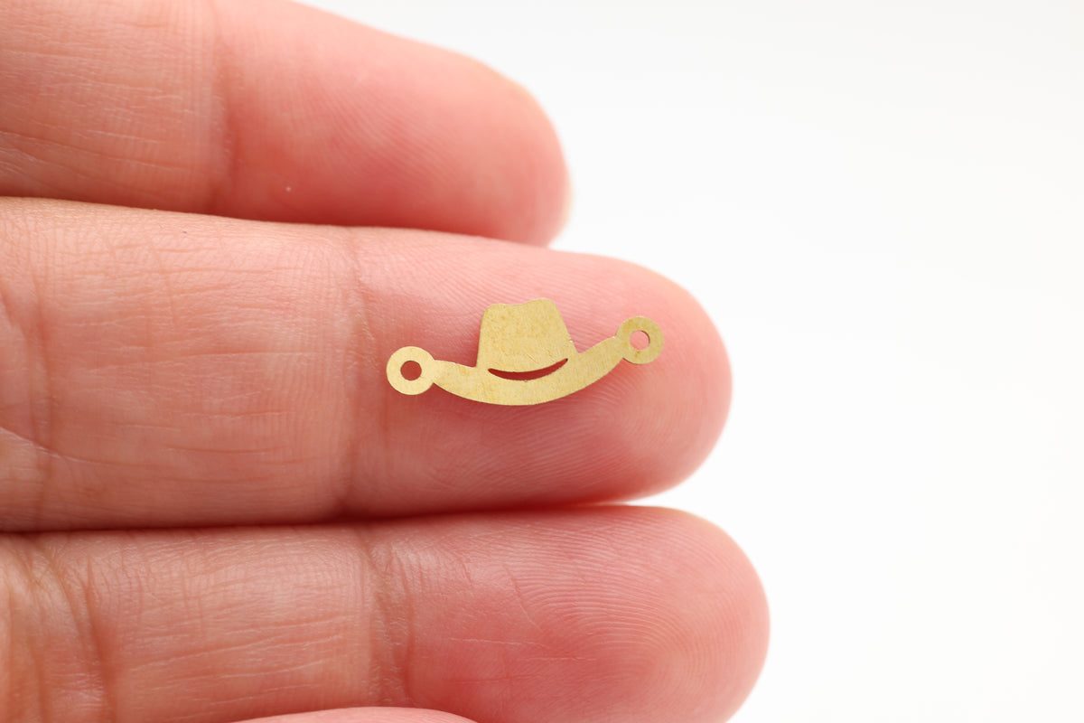 Cowboy Hat Connector Charm, 14/20 Gold-Filled, 15mm x 6mm, Wholesale, Cowgirl Hat, Jewelry Making Charm