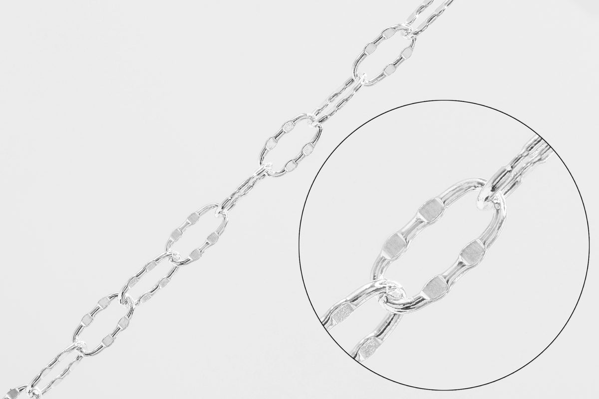 1.5mm x 3.6mm Double Dapped Chain, 925 Sterling Silver, Wholesale, Pay Per Foot, Jewelry Making Chain