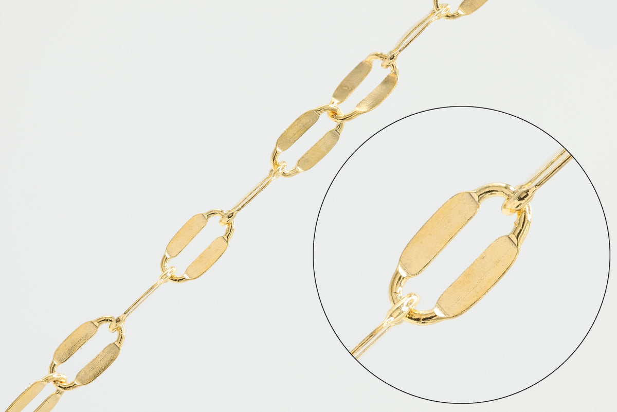 1.7mm x 3.6mm Dapped Chain, 14/20 Gold-Filled, Wholesale, Pay Per Foot, Jewelry Making Chain