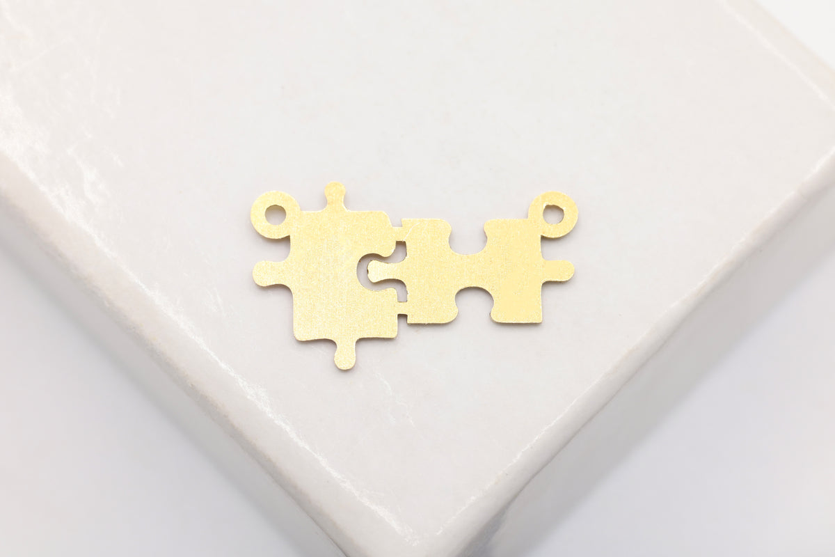 Puzzle Connector Charm, 14/20 Gold-Filled, 15mm x 5mm, Wholesale, Interlocking Puzzle Piece, Jewelry Making Charm