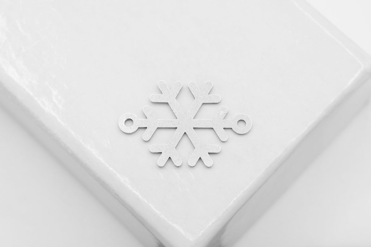 Snowflake Connector Charm, 925 Sterling Silver, 15mm x 10mm, Wholesale, Jewelry Making Charm