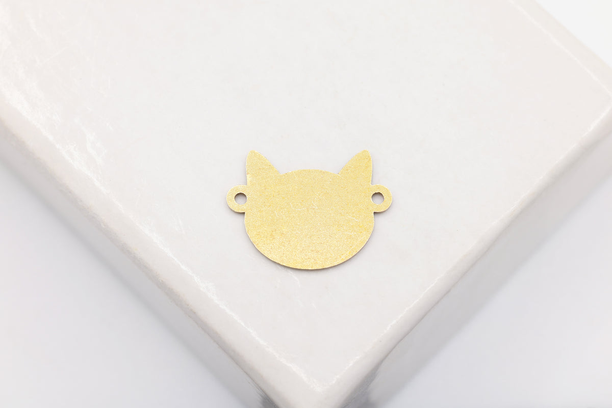 Cat Head Connector Charm, 14/20 Gold-Filled, 10mm x 8mm, Wholesale, Jewelry Making Charm
