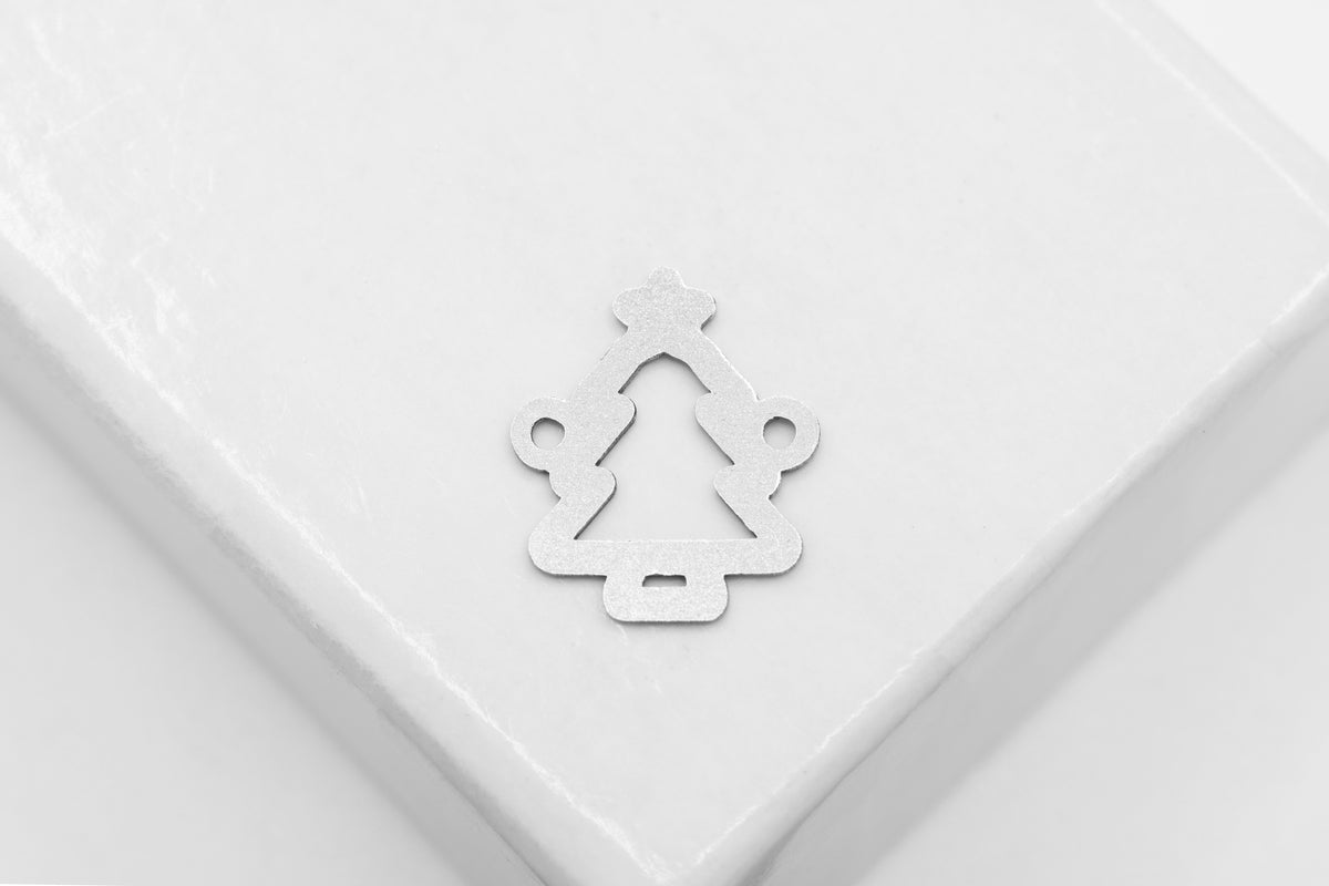 Christmas Tree Connector Charm, 925 Sterling Silver, 10mm x 10mm, Wholesale, Jewelry Making Charm