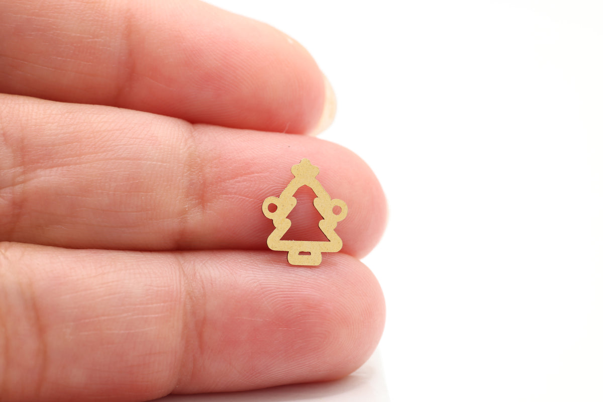 Christmas Tree Connector Charm, 14/20 Gold-Filled, 10mm x 10mm, Wholesale, Jewelry Making Charm