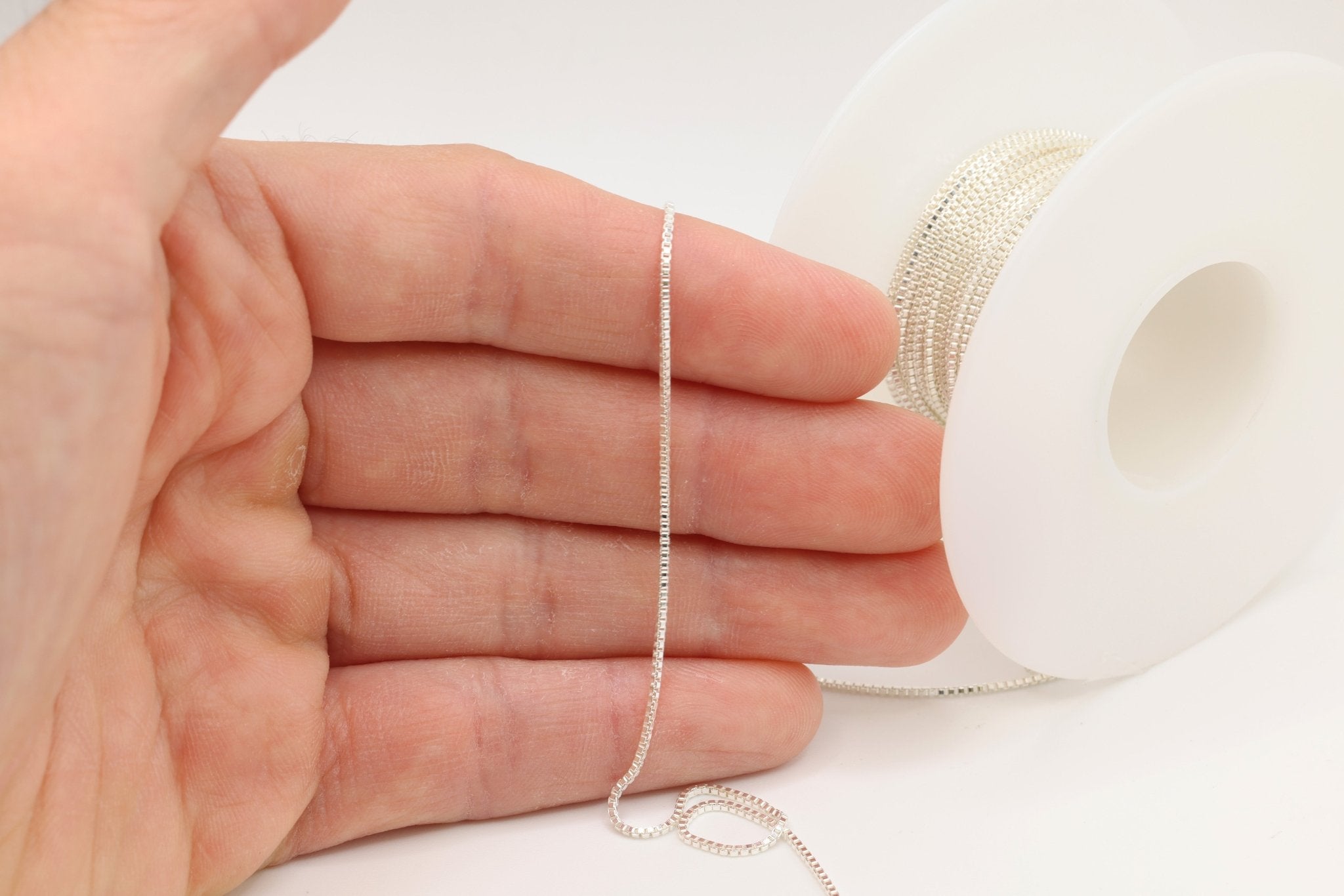 1mm Box Chain, 925 Sterling Silver, Wholesale, Pay Per Foot, Jewelry Making Chain - HarperCrown