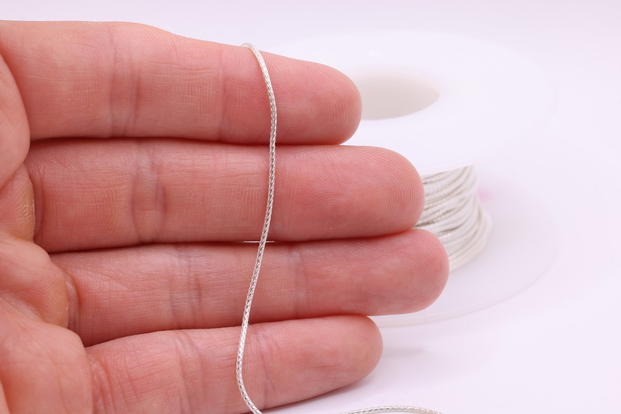 1mm Foxtail Chain, 925 Sterling Silver, Pay Per Foot, Bulk DIY Spool Jewelry Making Chain - HarperCrown