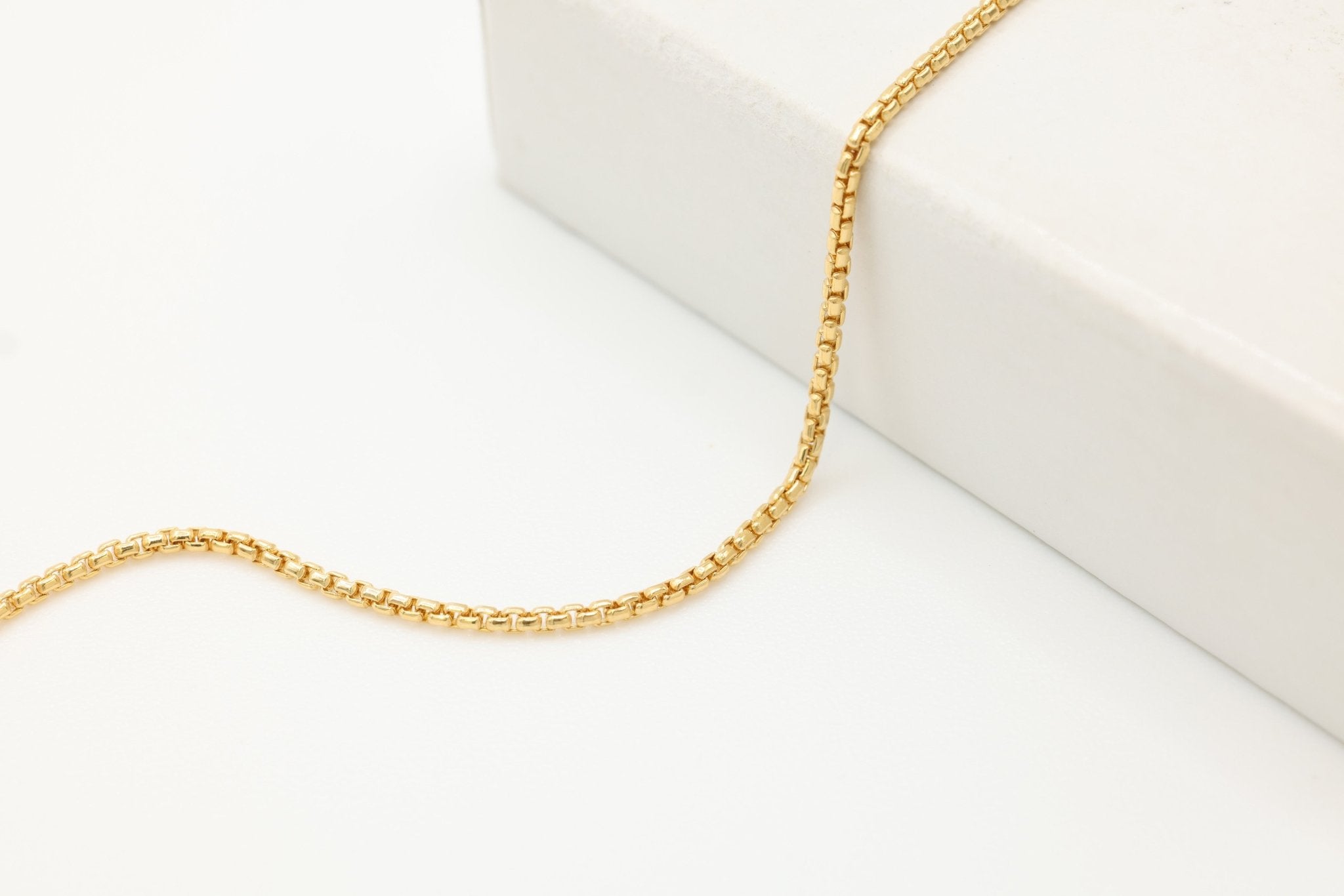 1mm Venetian Box Chain, 14/20 Gold - Filled, Wholesale, Pay Per Foot, Jewelry Making Chain - HarperCrown