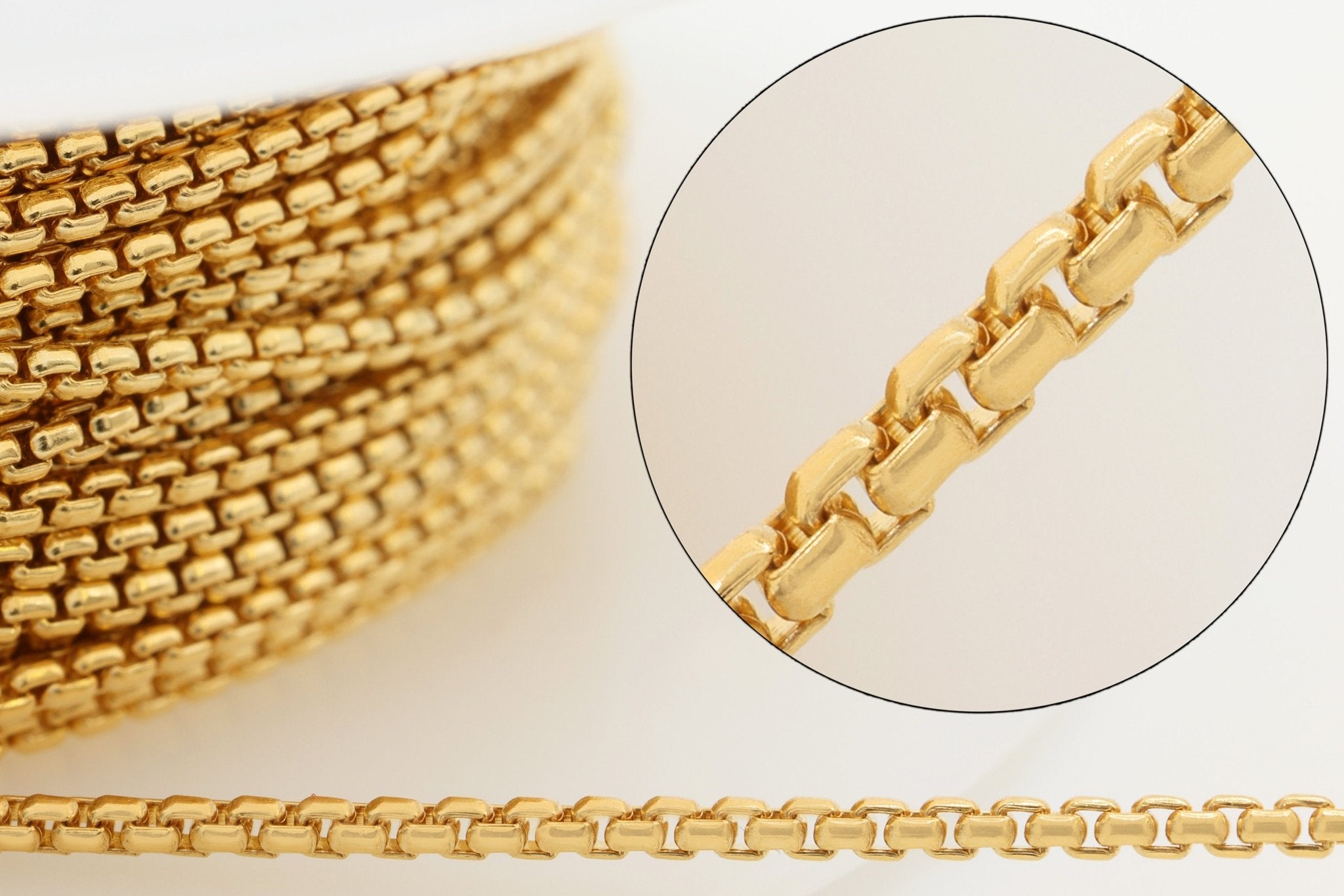 1mm Venetian Box Chain, 14/20 Gold - Filled, Wholesale, Pay Per Foot, Jewelry Making Chain - HarperCrown