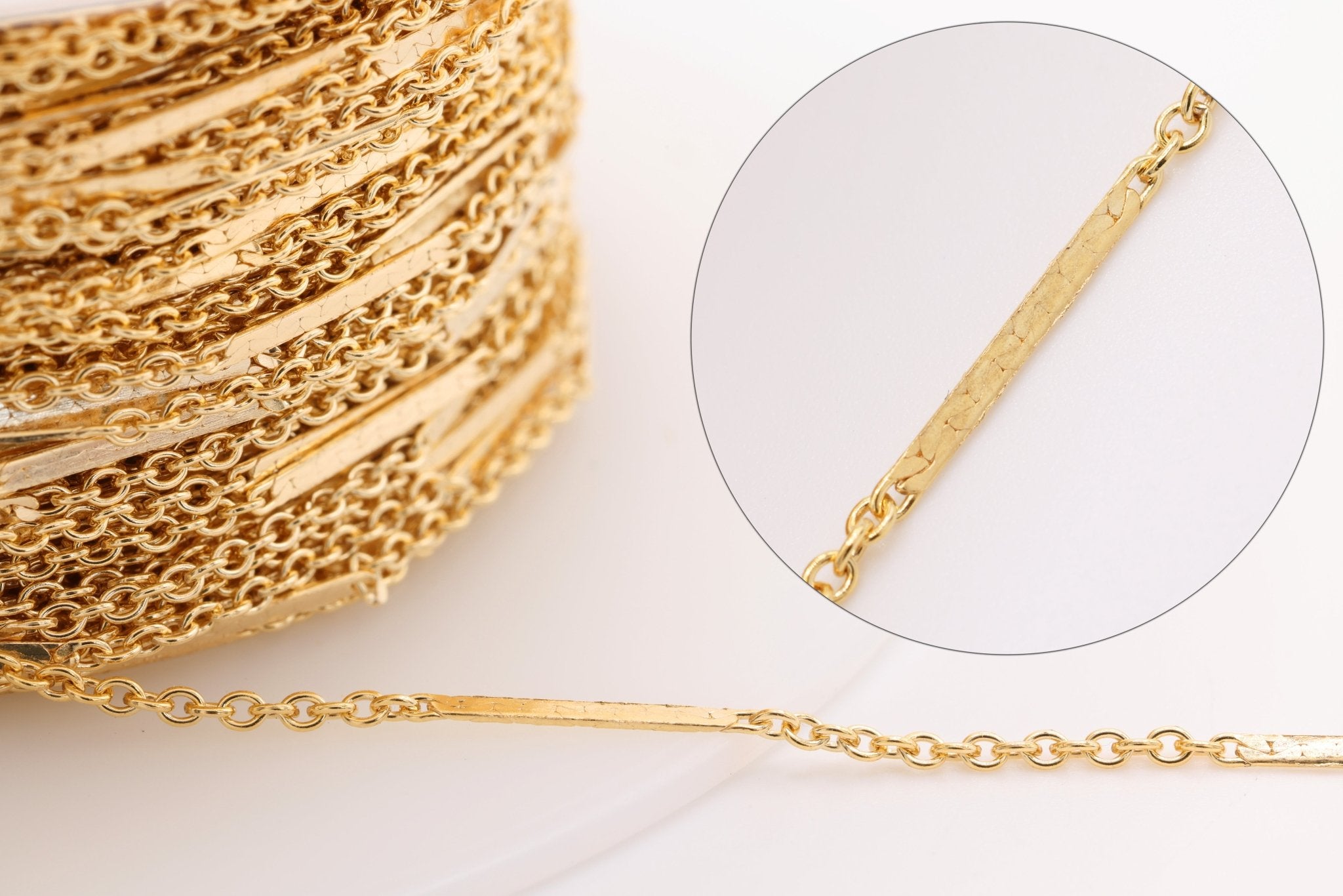 1mm x 11mm Textured Flat Bar Chain, 14/20 Gold - Filled, Wholesale - HarperCrown