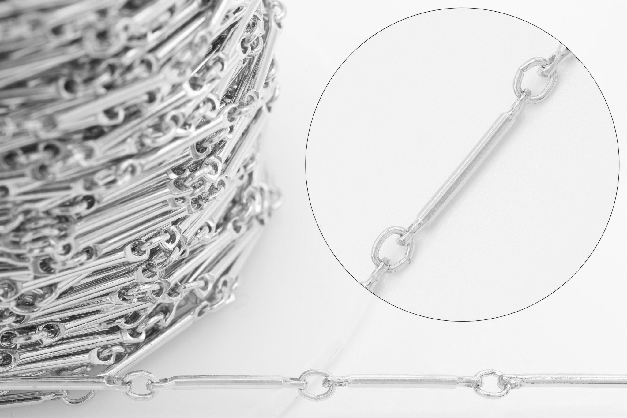 1mm x 12mm Bar Link Chain, 925 Sterling Silver, Wholesale, Pay Per Foot, Jewelry Making Chain - HarperCrown