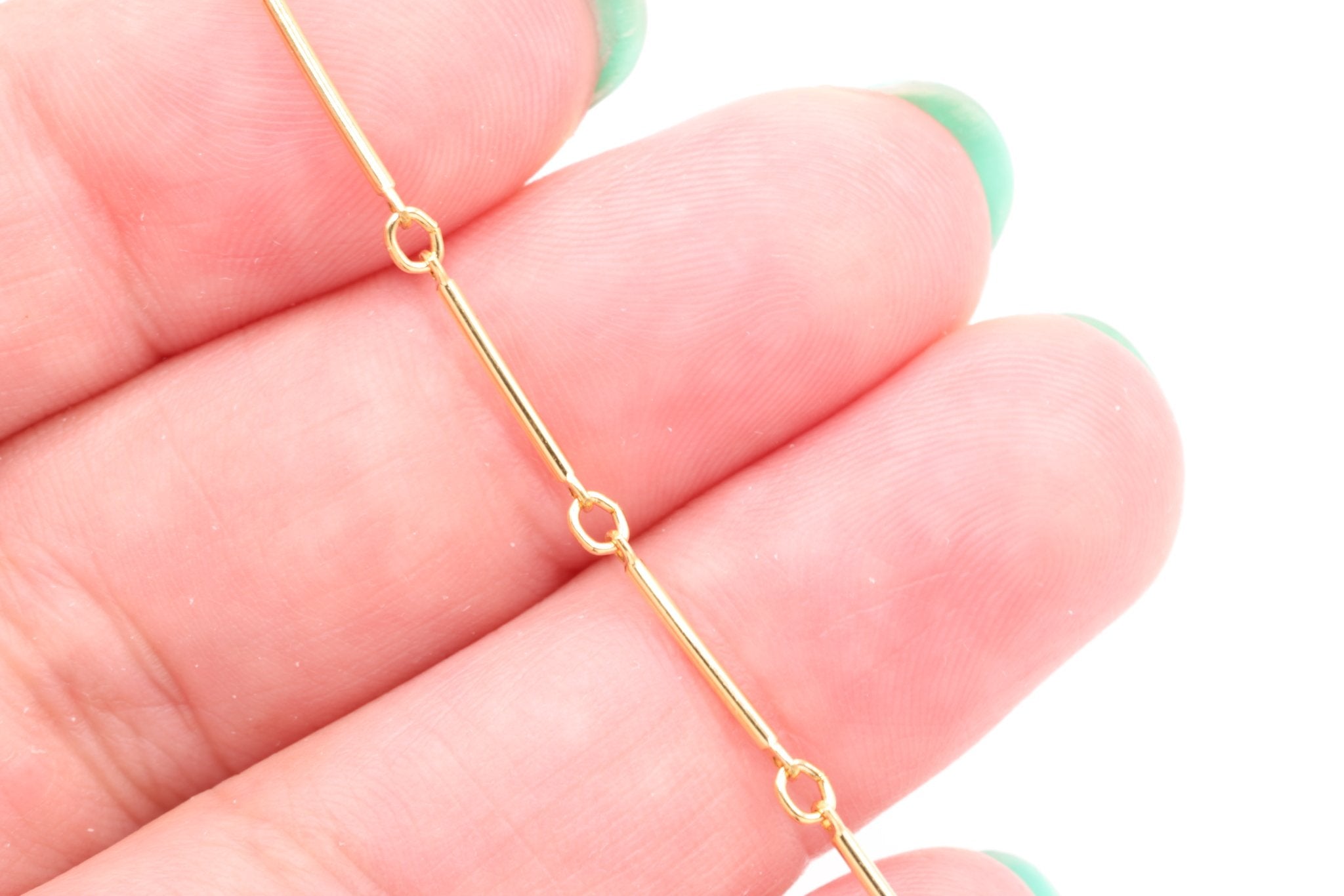 1mm x 12mm Bar Link Chain, Gold - Filled, Bulk DIY Spool Pay Per Foot Jewelry Making Chain - HarperCrown