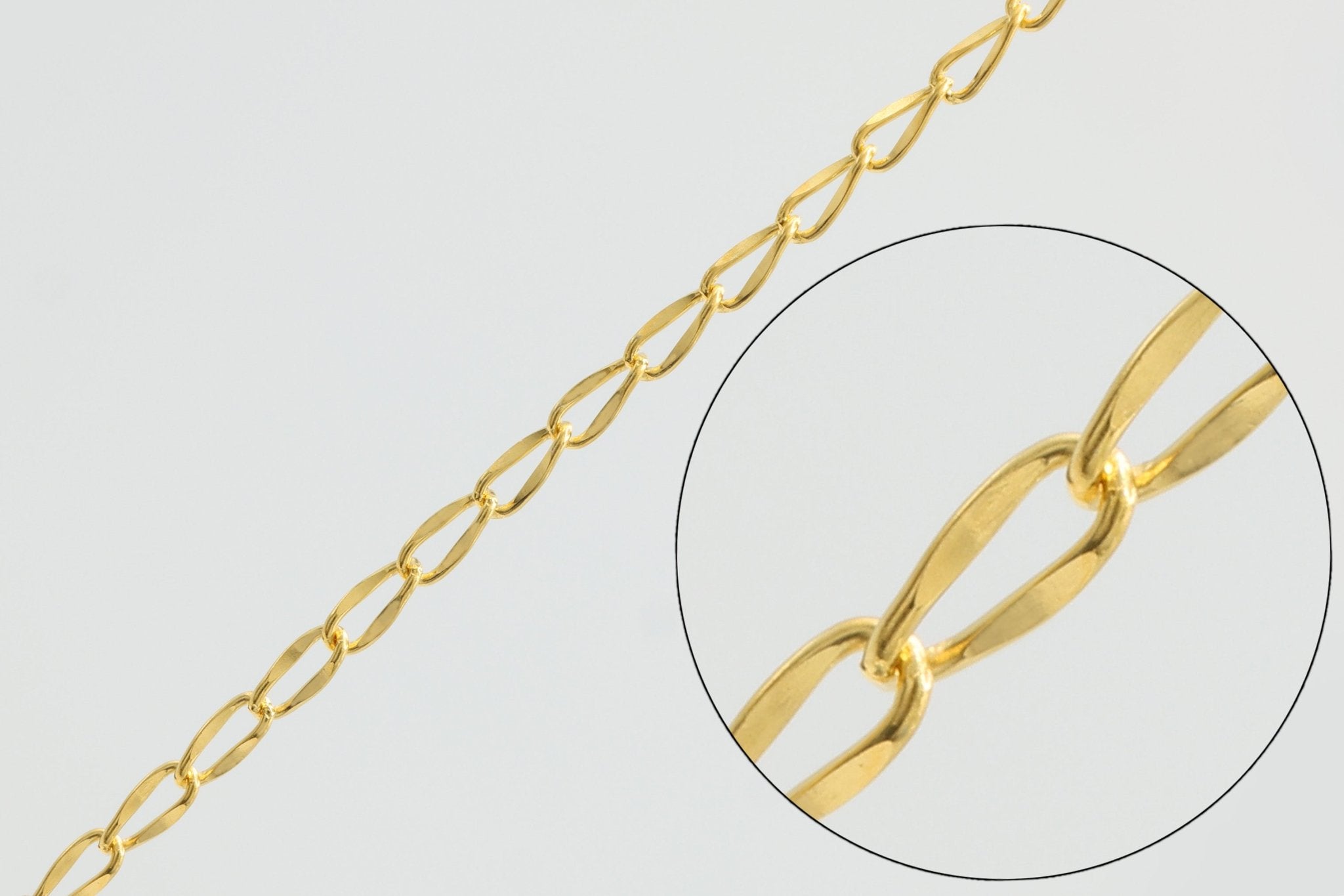 1mm x 2mm Flat Curb Chain, 14/20 Gold - Filled, Wholesale, Pay Per Foot, Jewelry Making Chain - HarperCrown