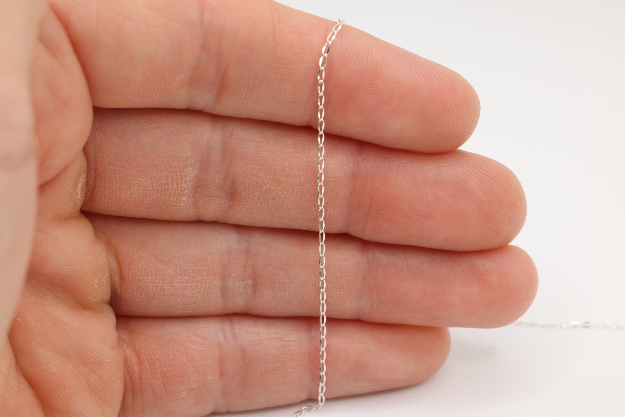 1mm x 2mm Flat Curb Chain, 925 Sterling Silver, Wholesale, Pay Per Foot, Jewelry Making Chain - HarperCrown