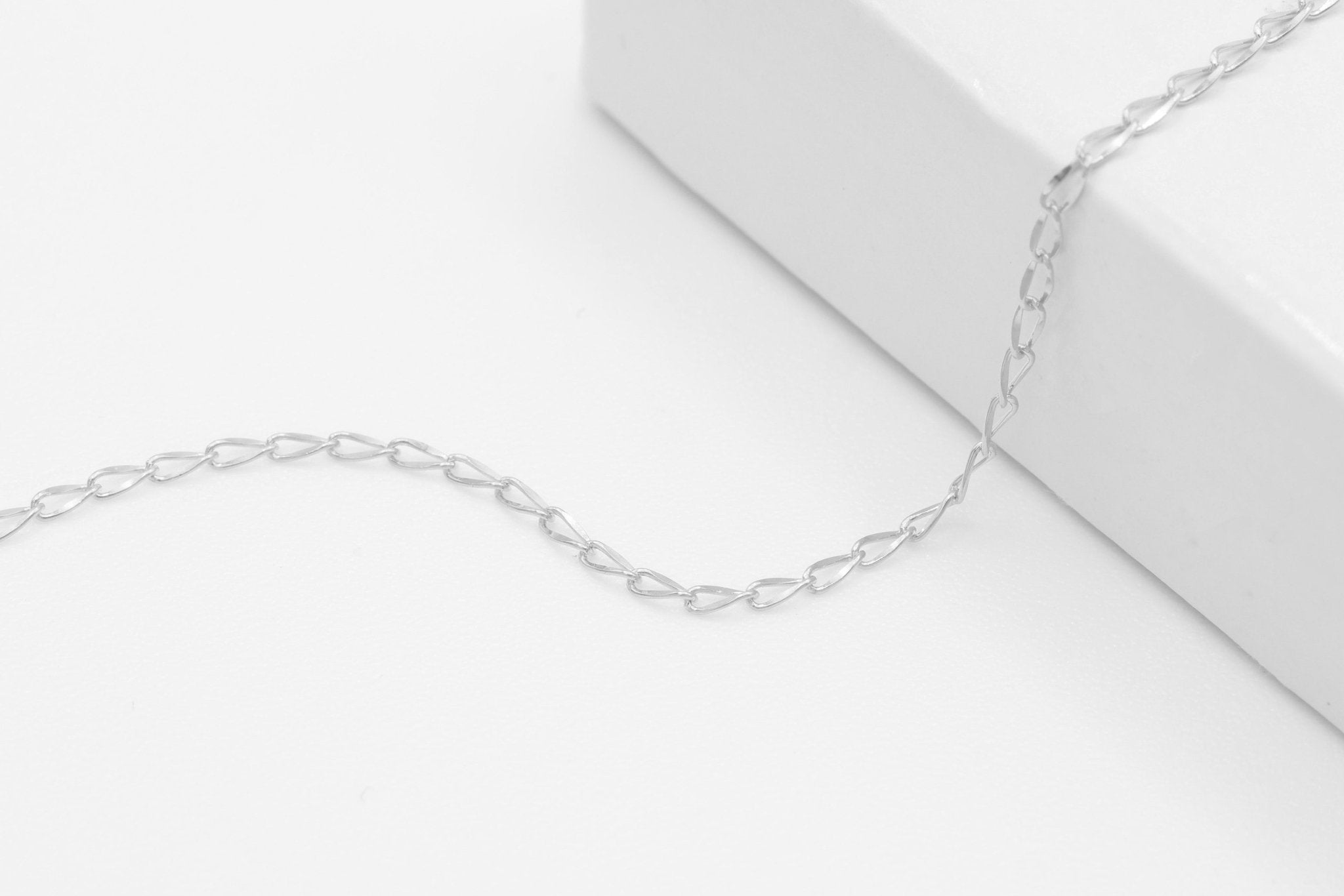 1mm x 2mm Flat Curb Chain, 925 Sterling Silver, Wholesale, Pay Per Foot, Jewelry Making Chain - HarperCrown