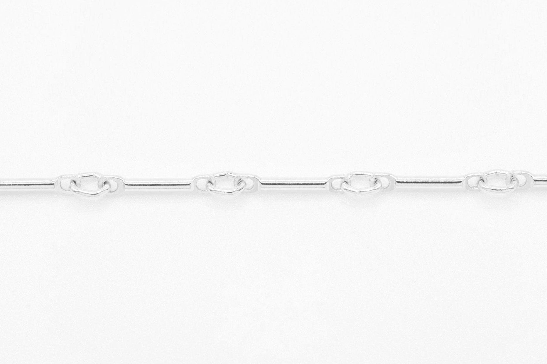 1mm x 8mm Bar Link Chain, 925 Sterling Silver, Pay Per Inch, Bulk DIY Spool Jewelry Making Chain - HarperCrown