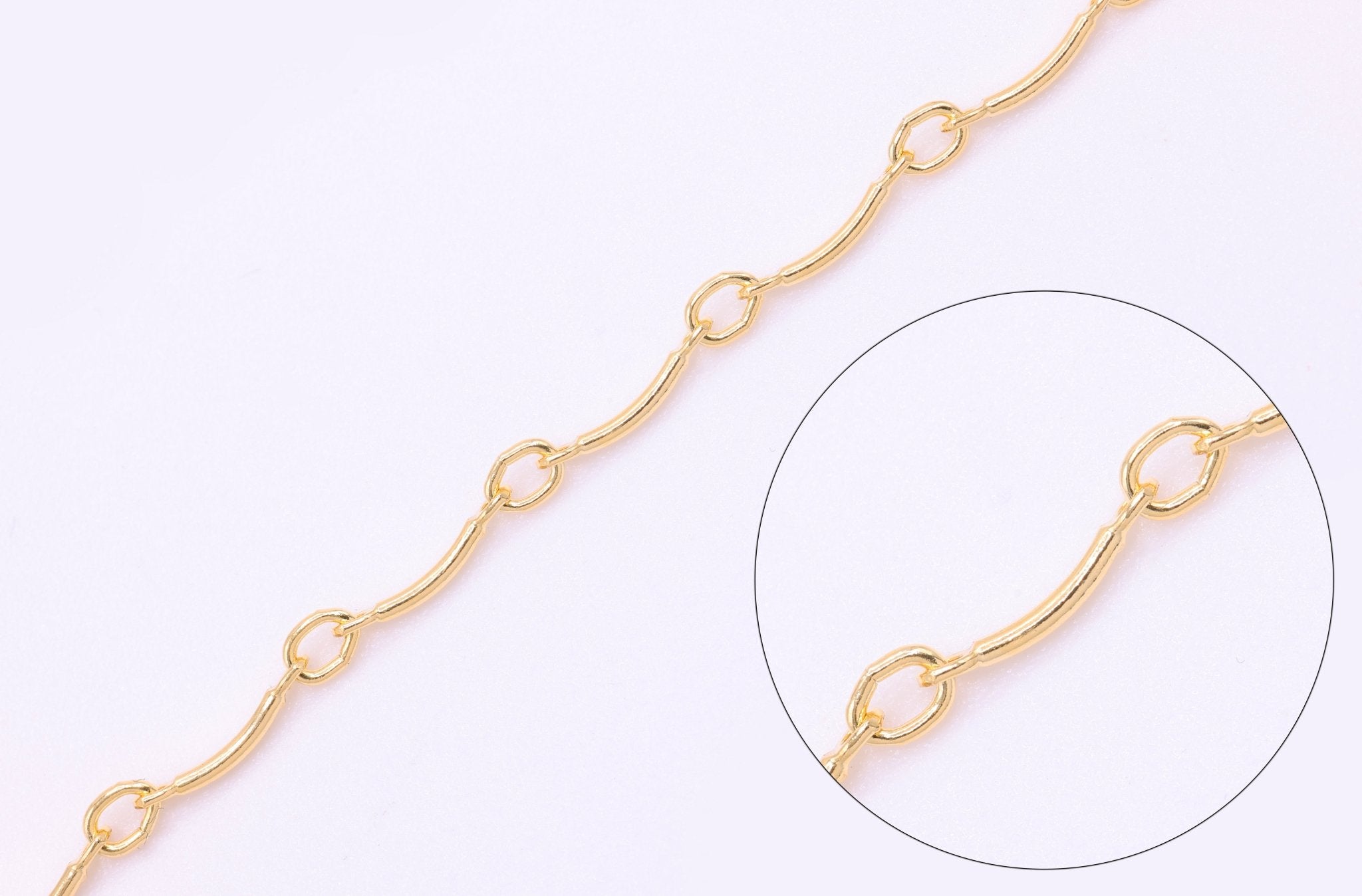 1mm x 8mm Curved Bar Chain, 14/20 Gold - Filled, Wholesale, Pay Per Foot, Jewelry Making Chain - HarperCrown