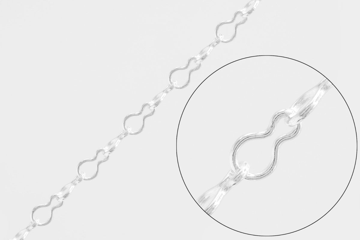 2.3mm Gourd Chain, 925 Sterling Silver, Wholesale, Pay Per Foot, Jewelry Making Chain - HarperCrown