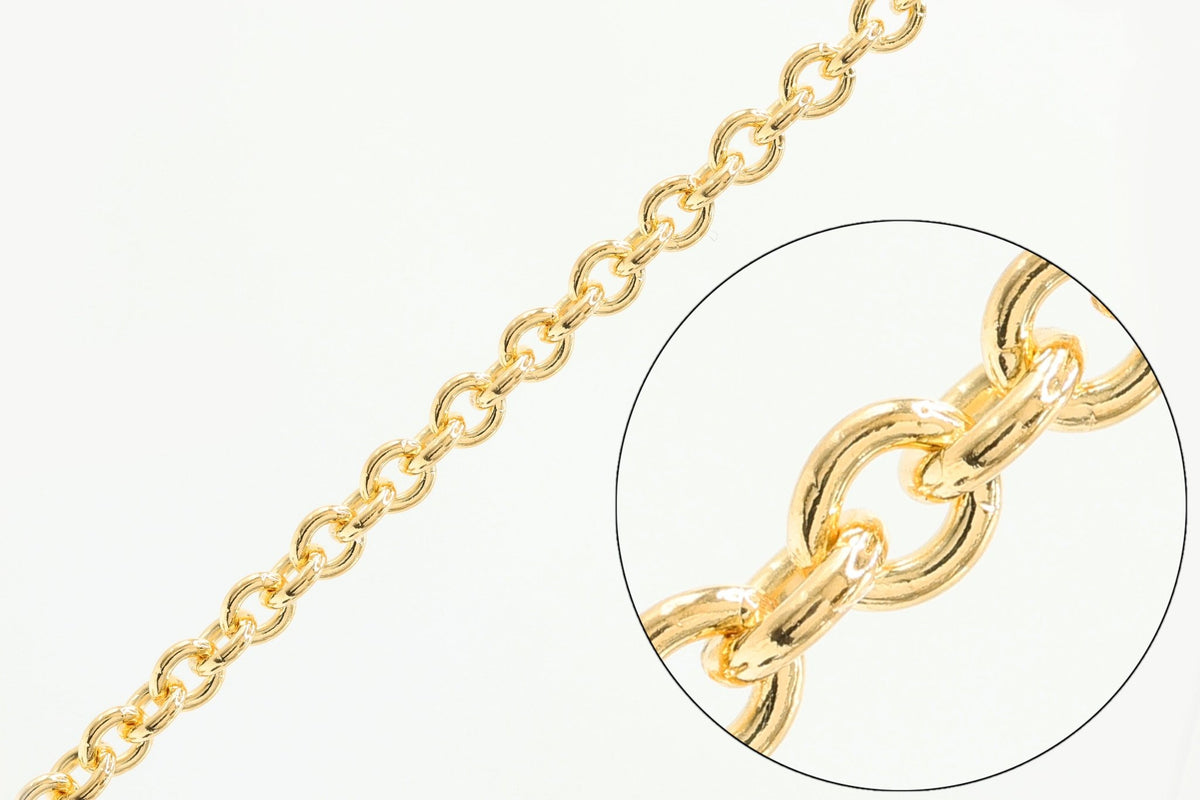 2.4mm Cable Chain, 14/20 Gold-Filled, Wholesale, Pay Per Foot, Jewelry Making Chain - HarperCrown