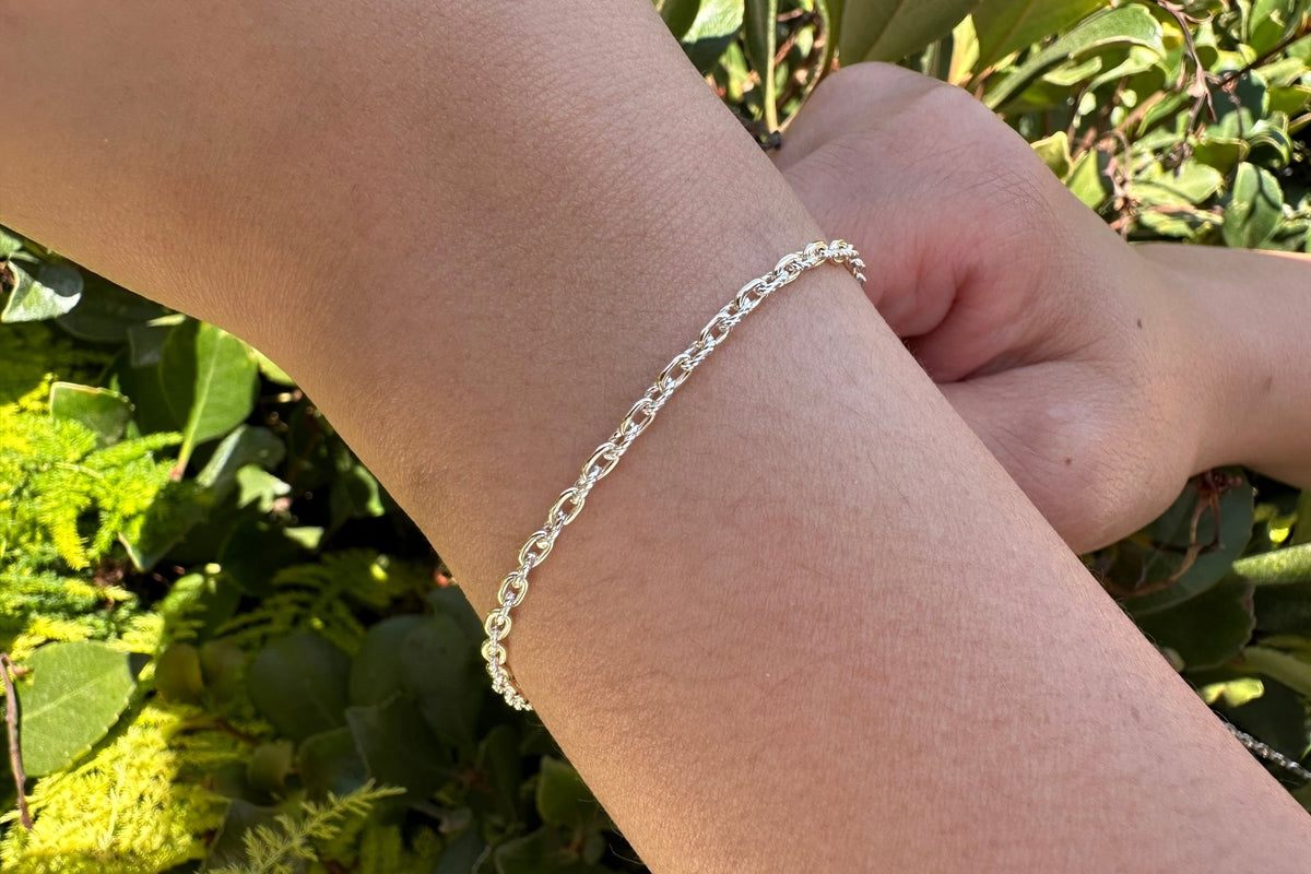 2.5mm Cable Knurled Two Tone Chain, 14/20 Gold-Filled and 925 Sterling Silver, Wholesale, Pay Per Foot, Jewelry Making Chain - HarperCrown