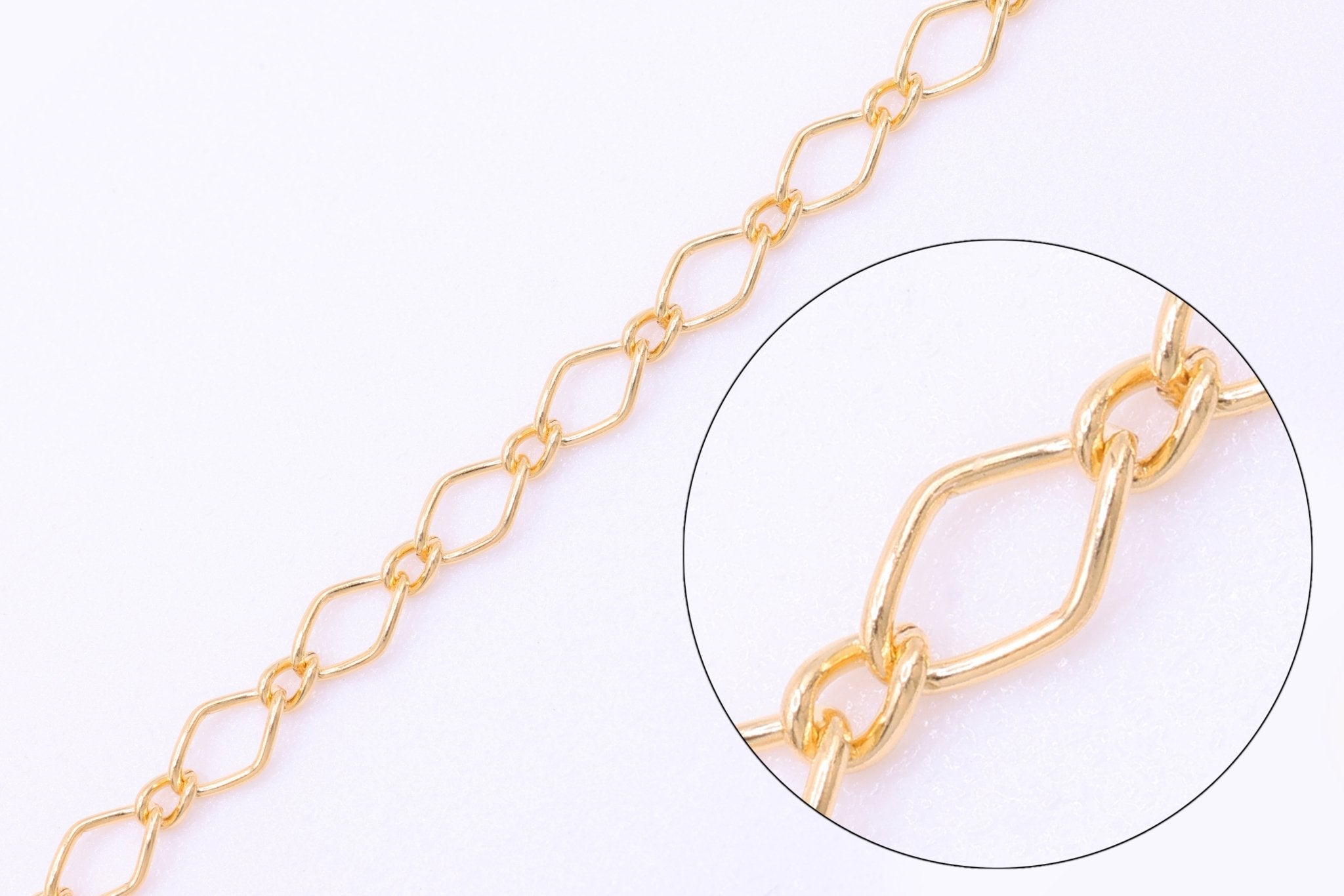 2.5mm Marquis Long & Short Chain, 14/20 Gold - Filled, Wholesale, Pay Per Foot, Jewelry Making Chain - HarperCrown