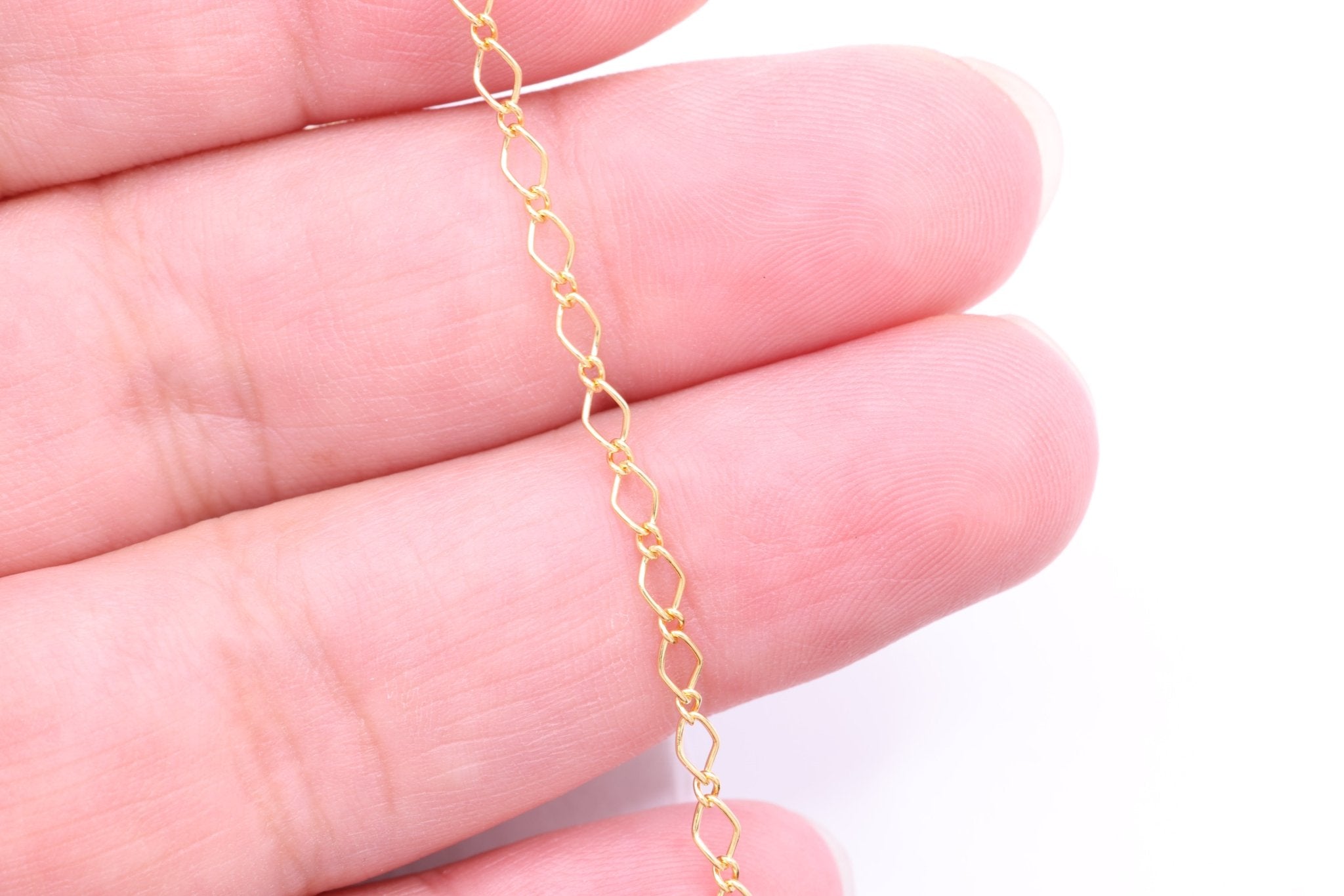 2.5mm Marquis Long & Short Chain, 14/20 Gold - Filled, Wholesale, Pay Per Foot, Jewelry Making Chain - HarperCrown