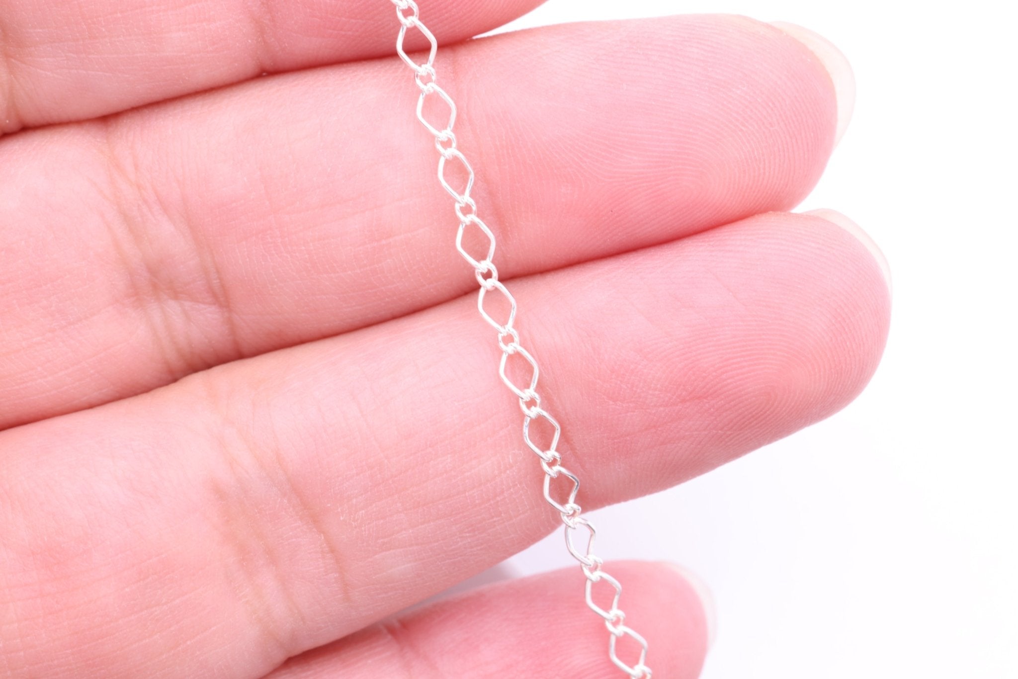 2.5mm Marquis Long & Short Chain, 925 Sterling Silver, Wholesale, Pay Per Foot, Jewelry Making Chain - HarperCrown