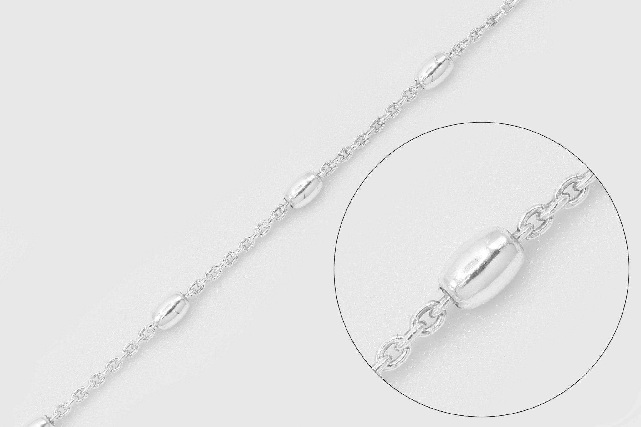 2.5mm Oval Bead Chain, 925 Sterling Silver, Wholesale, Pay Per Foot, Jewelry Making Chain - HarperCrown