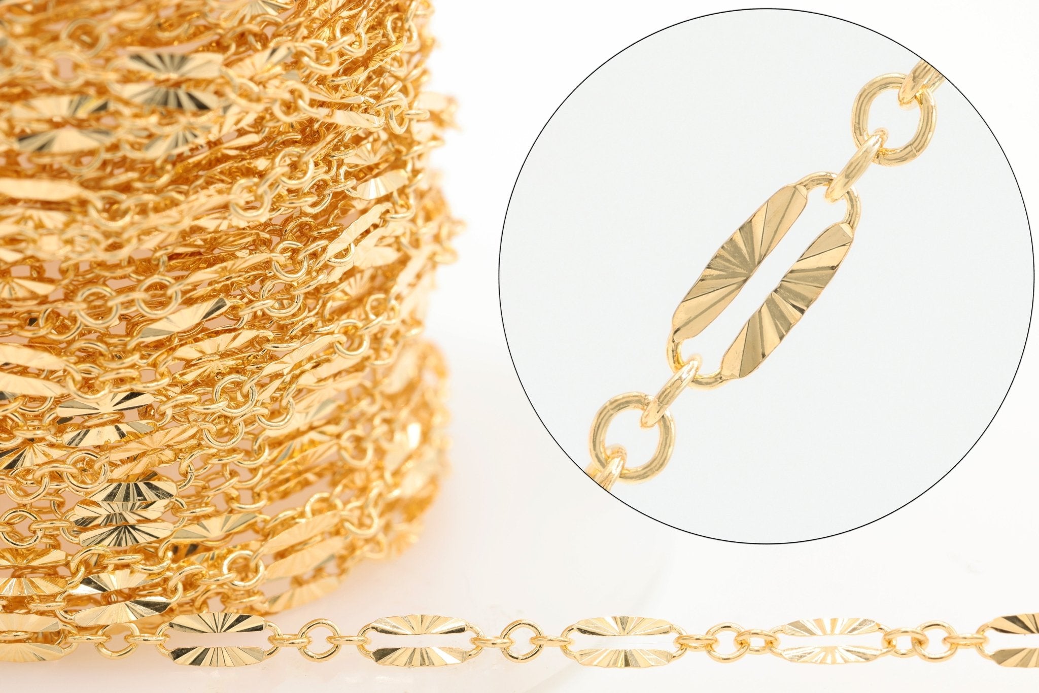 2.5mm x 5.5mm Starburst Cable Chain, 14/20 Gold-Filled, Wholesale, Pay Per Foot, Jewelry Making Chain - HarperCrown