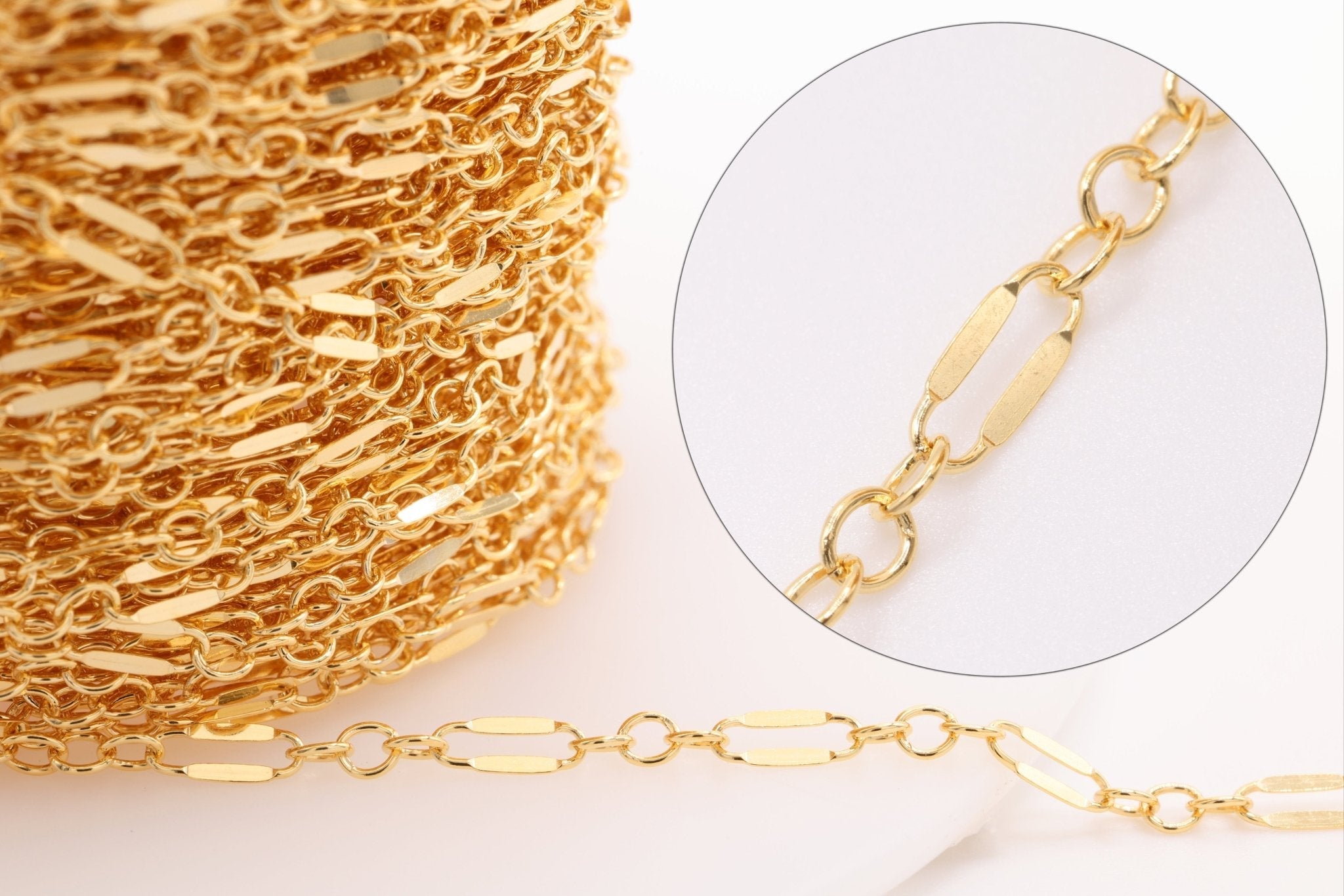 2.5mm x 6mm Long & Short Dapped Necklace, 14/20 Gold - Filled, Wholesale, Finished and Ready to Wear - HarperCrown