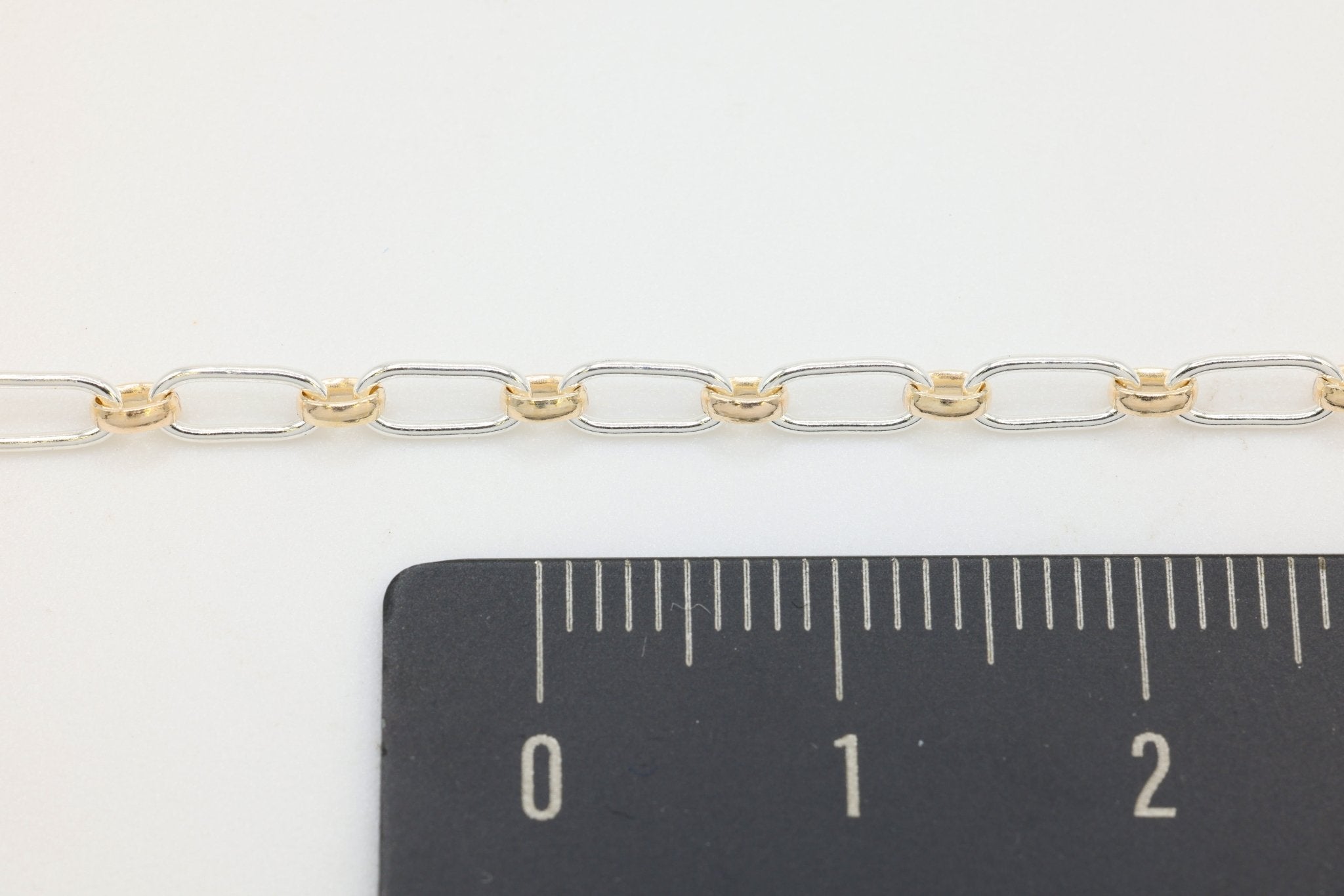 2.5mm x 6mm Long & Short Two Tone Chain, 14/20 Gold-Filled and 925 Sterling Silver, Wholesale, Pay Per Foot, 1 & 1 Link Jewelry Making Chain - HarperCrown