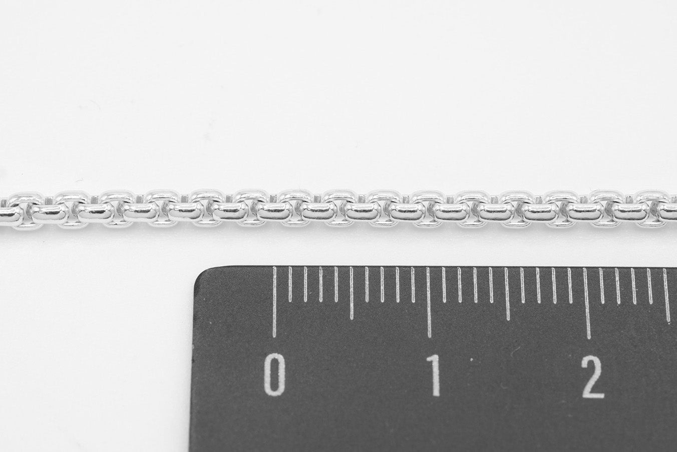 2.6mm Round Venetian Box Chain, 925 Sterling Silver, Wholesale, Pay Per Foot, Jewelry Making Chain - HarperCrown