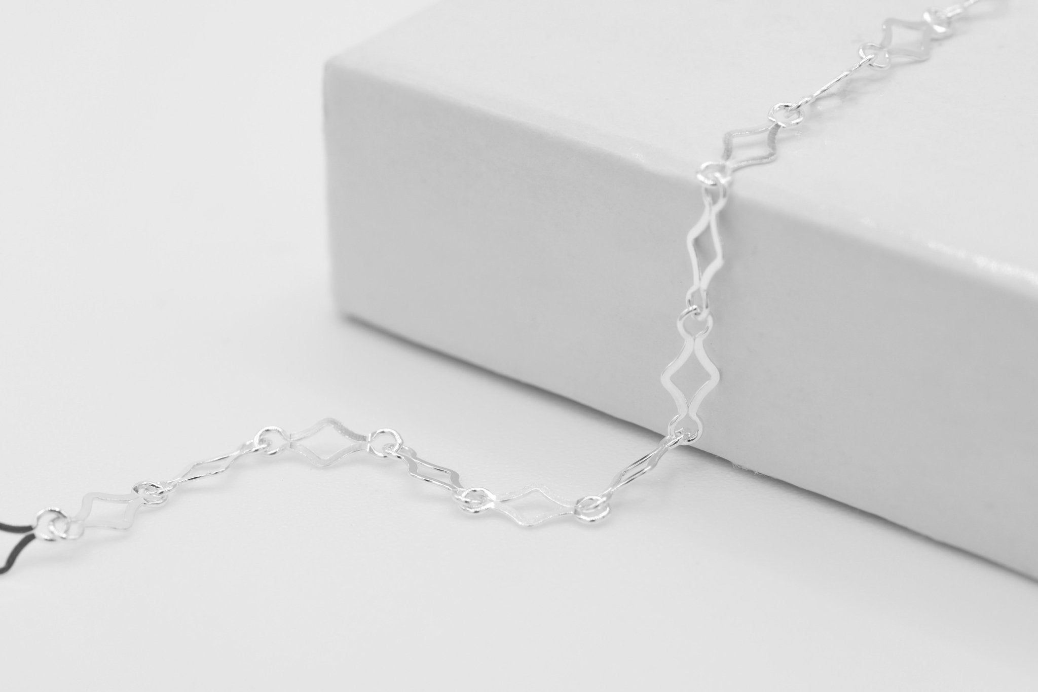 2.7mm x 7mm Marquise Diamond Fancy Chain, 925 Sterling Silver, Wholesale, Pay Per Foot, Jewelry Making Chain - HarperCrown