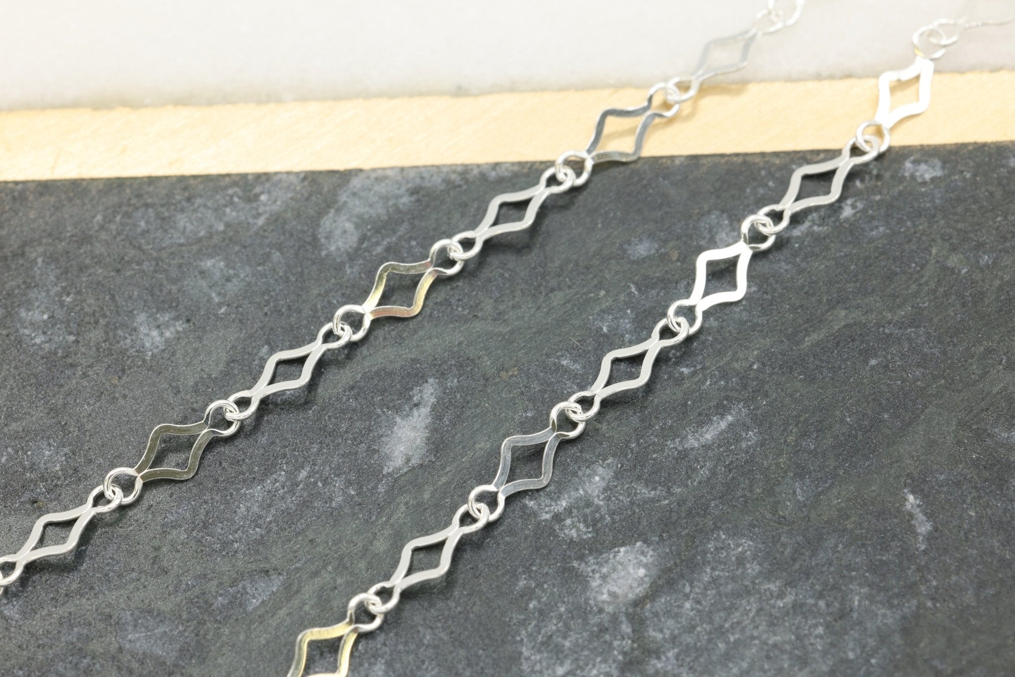 2.7mm x 7mm Marquise Diamond Fancy Chain, 925 Sterling Silver, Wholesale, Pay Per Foot, Jewelry Making Chain - HarperCrown