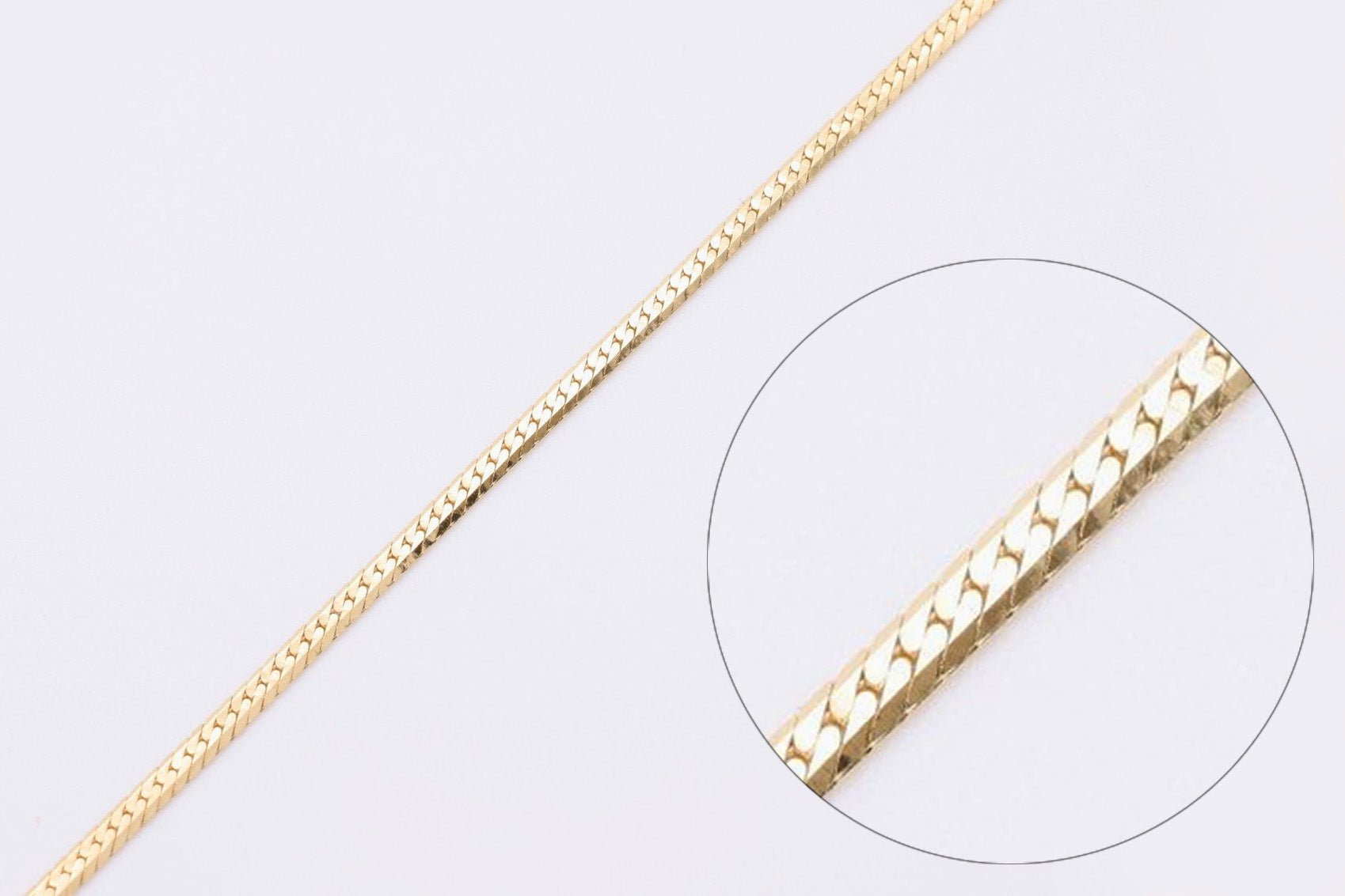 2mm Ava Thin Herringbone Chain, 14K Gold Overlay Plated, Wholesale Jewelry Chain - HarperCrown
