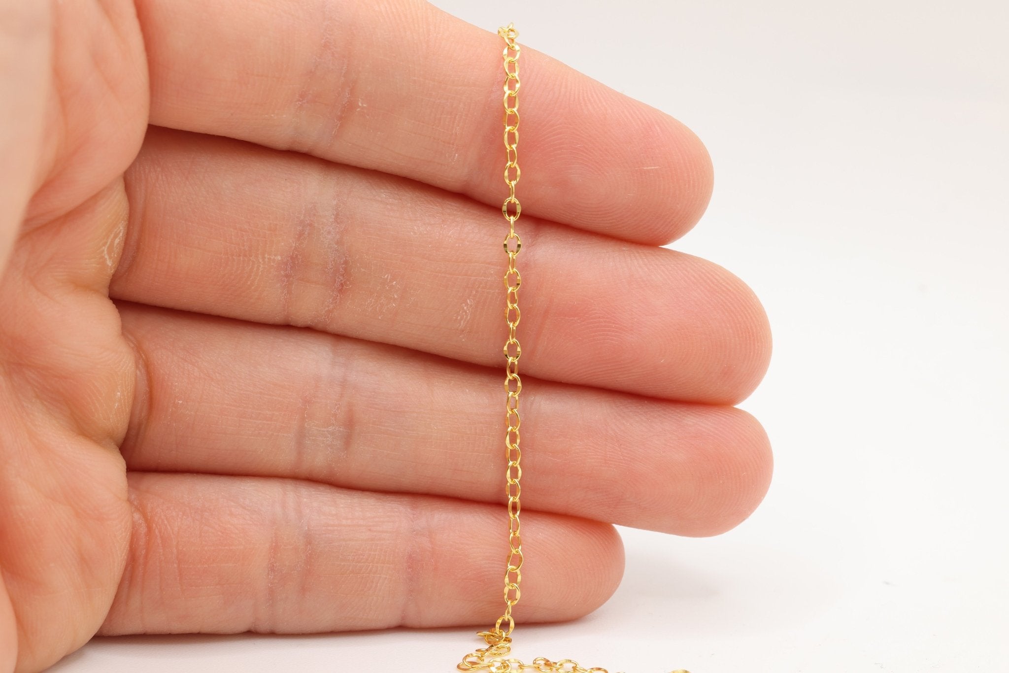 2mm Dapped Cable Chain, 14/20 Gold-Filled, Wholesale, Pay Per Foot, Jewelry Making Chain - HarperCrown