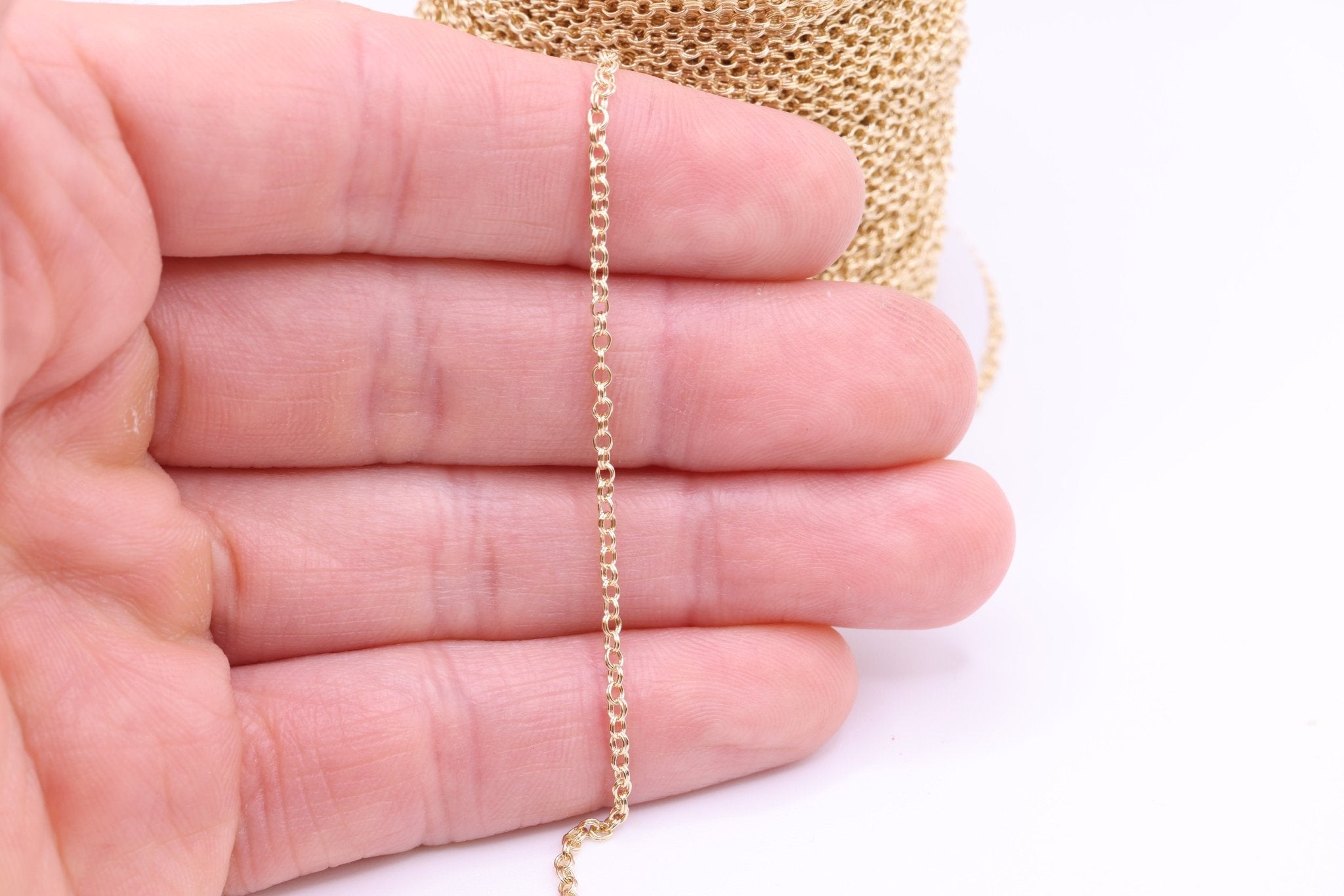 2mm Double Cable Chain, 14/20 Gold - Filled, Wholesale, Pay Per Foot, Jewelry Making Chain - HarperCrown