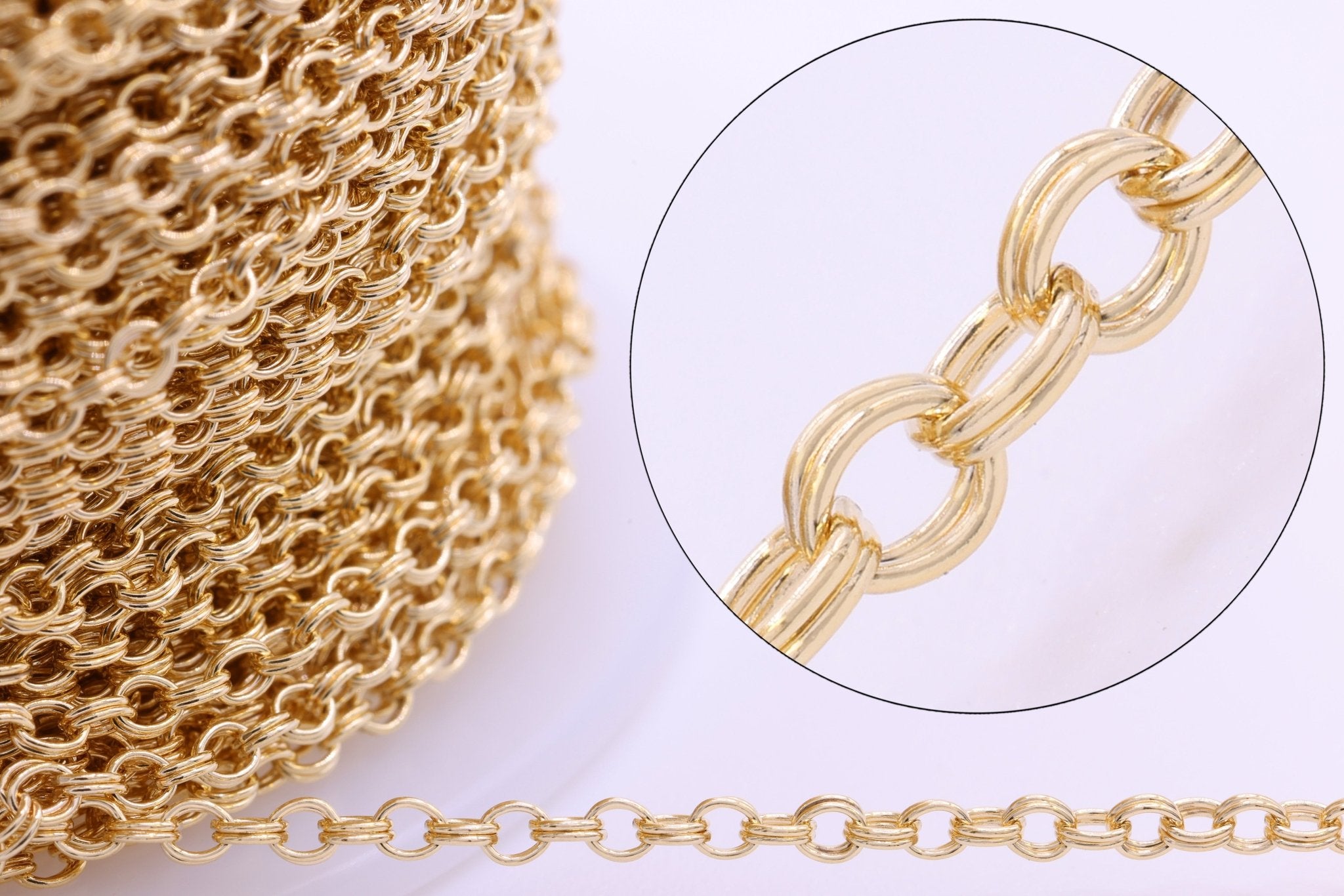 2mm Double Cable Chain, 14/20 Gold - Filled, Wholesale, Pay Per Foot, Jewelry Making Chain - HarperCrown