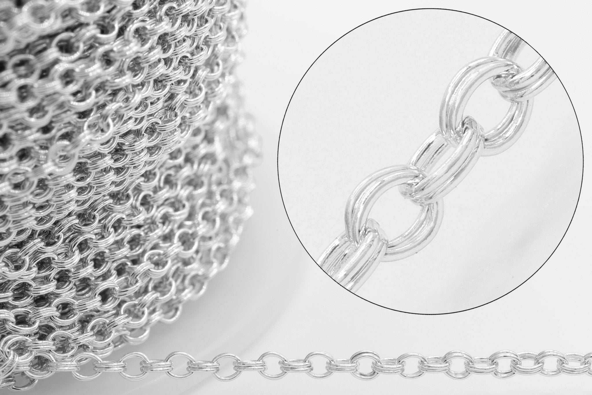 2mm Double Cable Chain, 925 Sterling Silver, Wholesale, Pay Per Foot, Jewelry Making Chain - HarperCrown