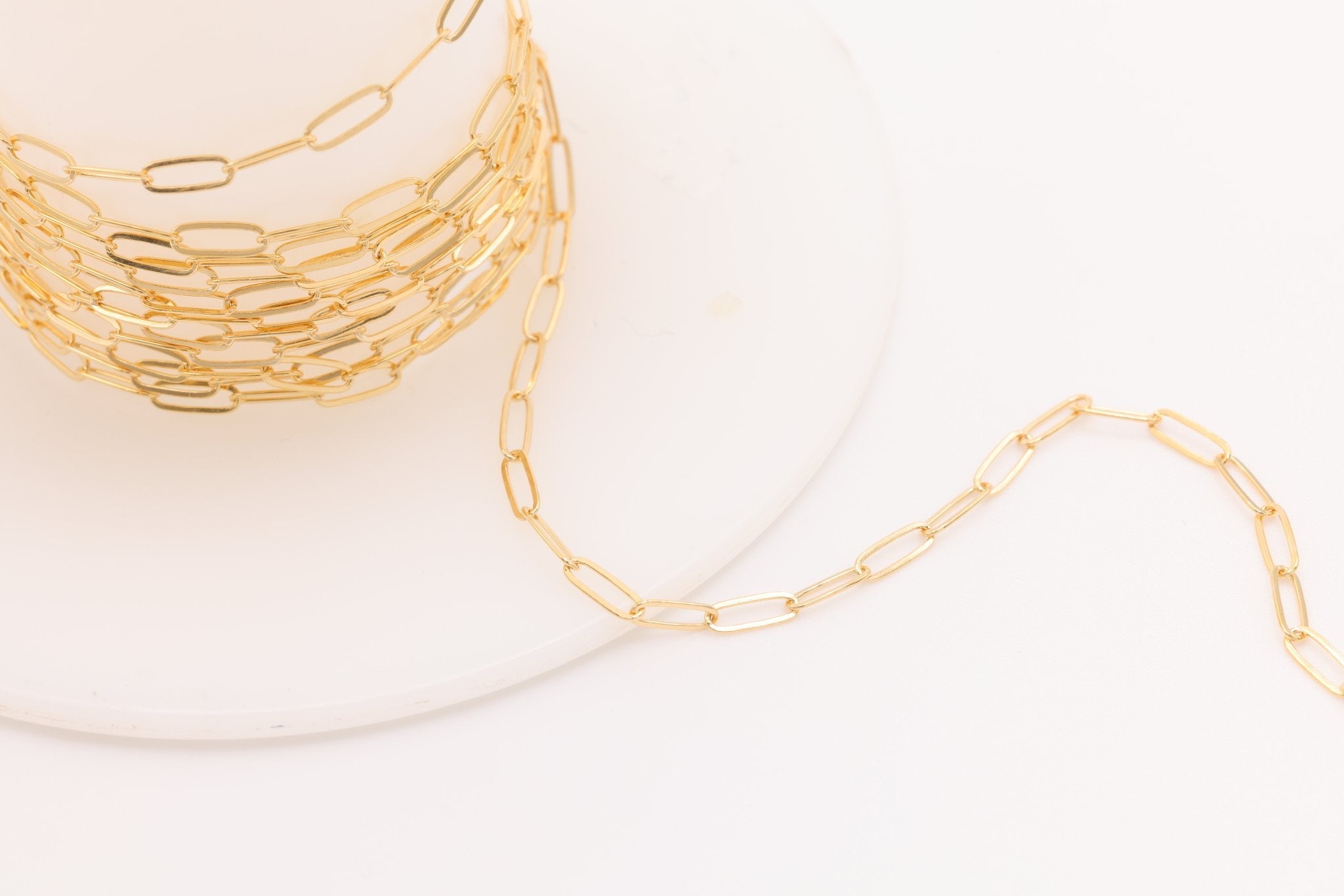 2mm Drawn Flat Cable Chain, Gold-Filled or Sterling Silver, Footage Rectangle Chain Link Paperclip Chain Wholesale - HarperCrown