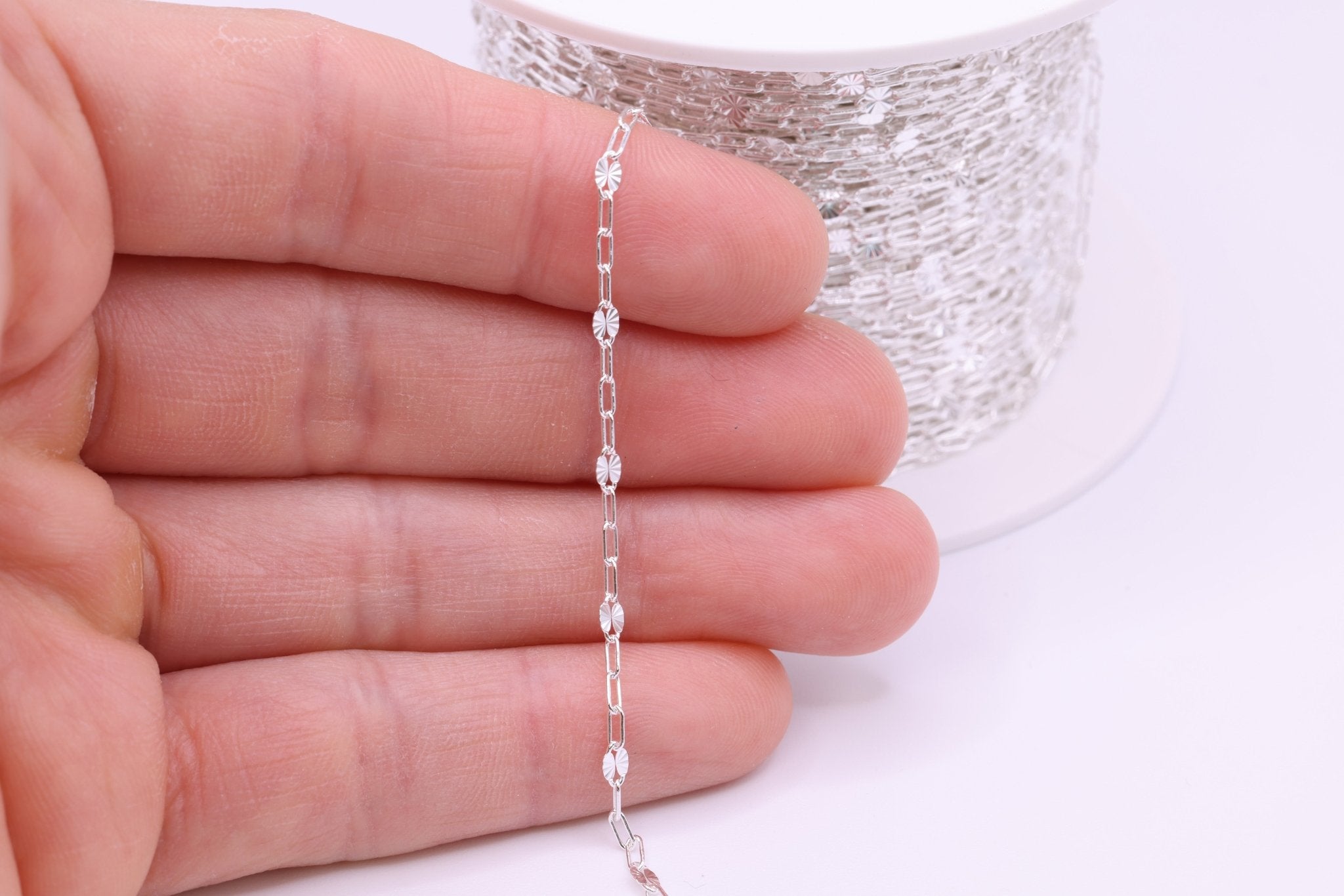 2mm x 2.5mm Starburst Diamond Cut Chain, Gold - Filled or Sterling Silver, Permanent Jewelry Bulk Pay Per Foot Uncut Spools For Jewelers - HarperCrown