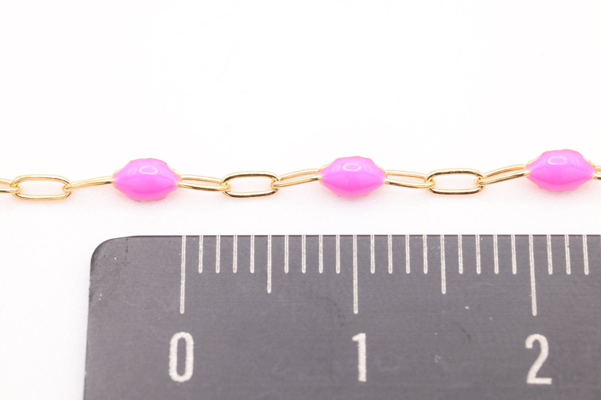 2mm x 2.5mmmm Paperclip Pink Enamel Chain, Gold - Filled, Enamel Color Unfinished Chain Permanent Jewelry - HarperCrown