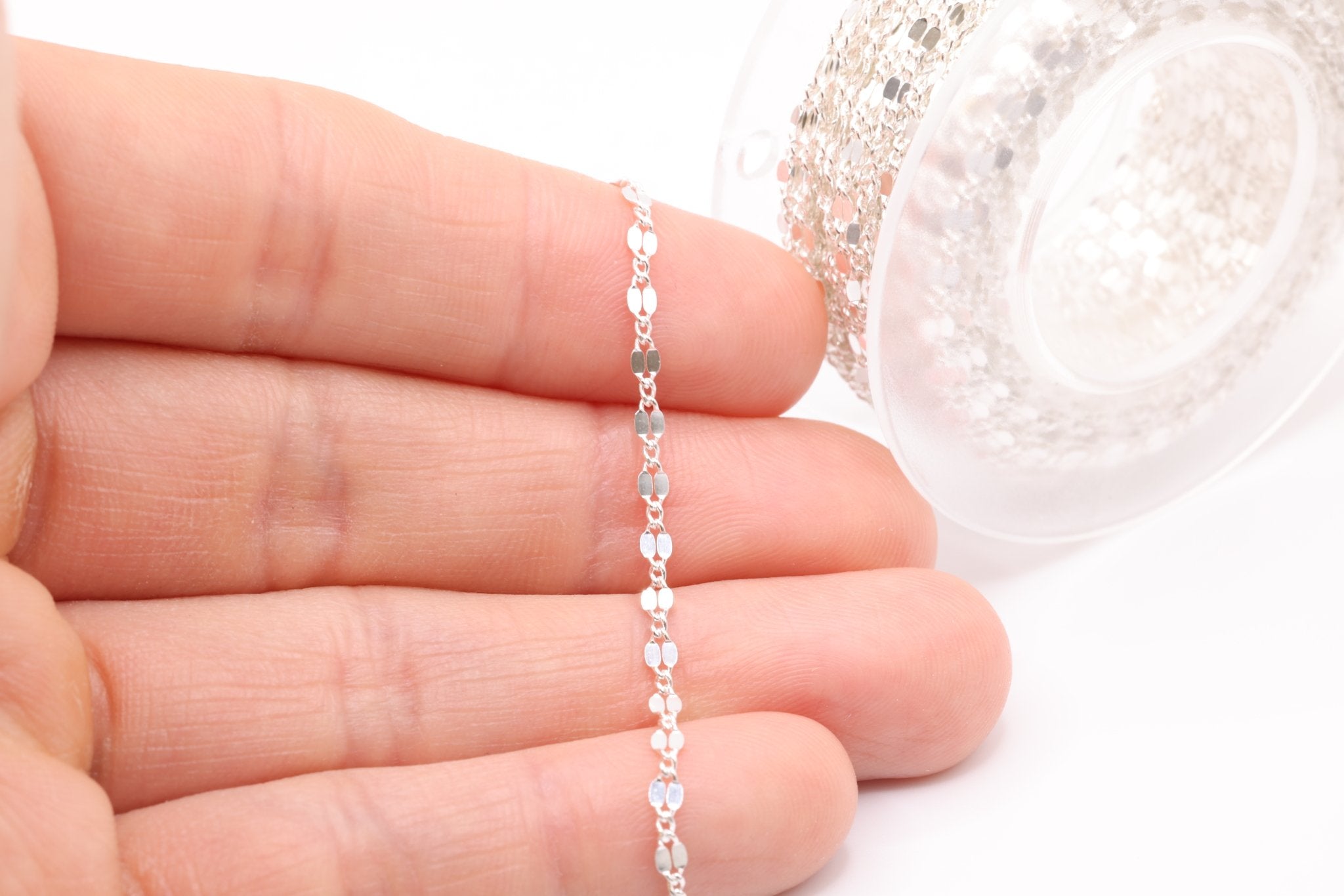 2mm x 2mm Dapped Link Chain, 925 Sterling Silver, Spool or Footage Chain - HarperCrown