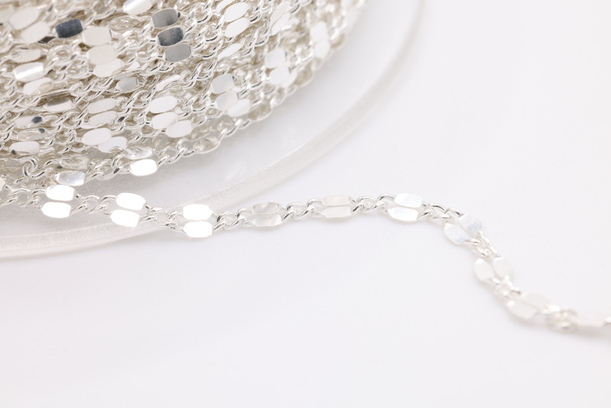 2mm x 2mm Dapped Link Chain, 925 Sterling Silver, Spool or Footage Chain - HarperCrown