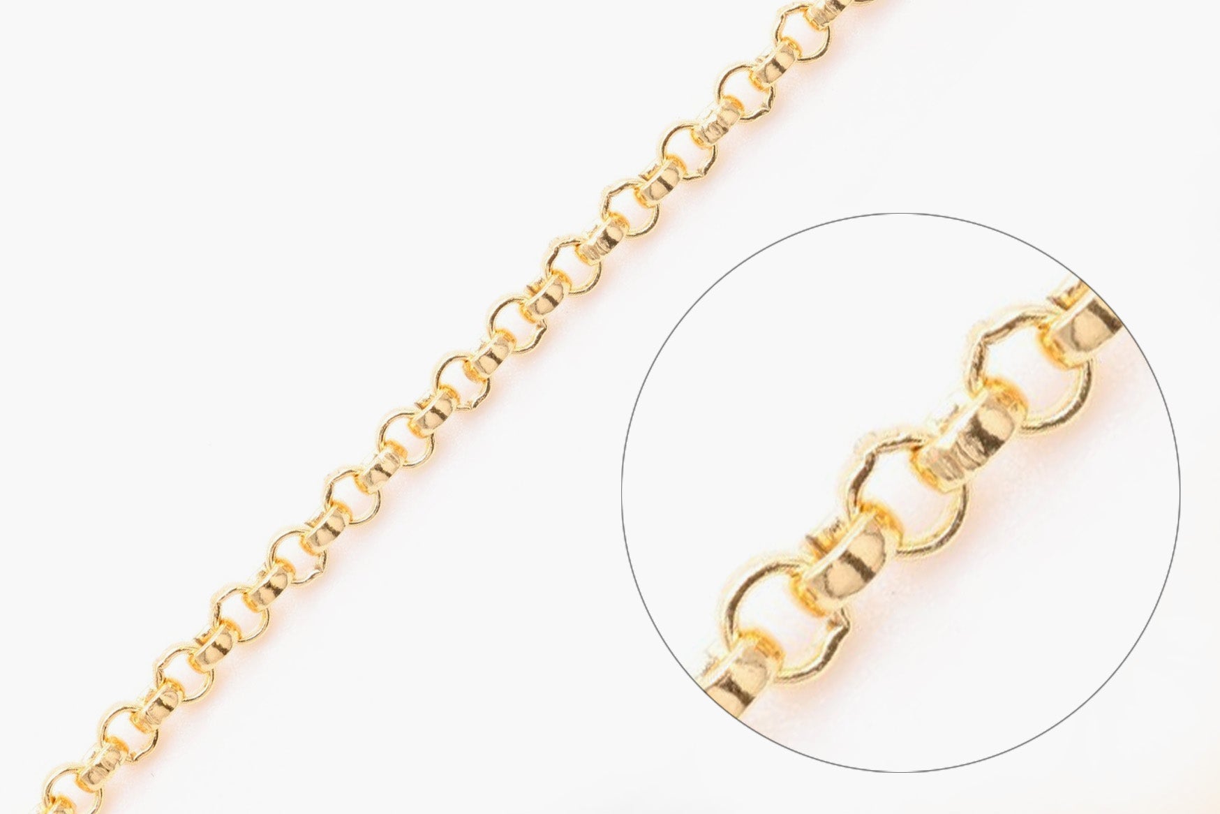 2mm x 2mm Rolo Chain, 14/20 Gold - Filled, Bulk DIY Spool Pay Per Foot Jewelry Making Chain - HarperCrown