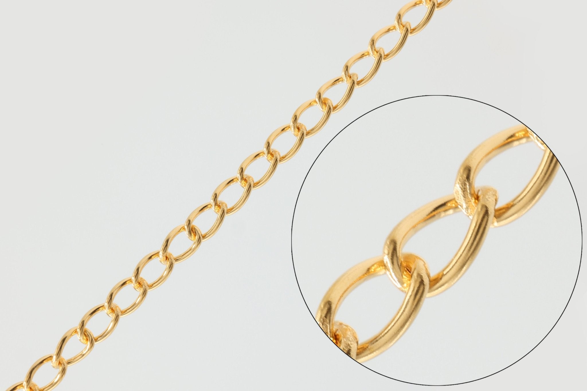 2mm x 3mm Flat Curb Chain, 14/20 Gold - Filled, Wholesale, Pay Per Foot, Jewelry Making Chain - HarperCrown